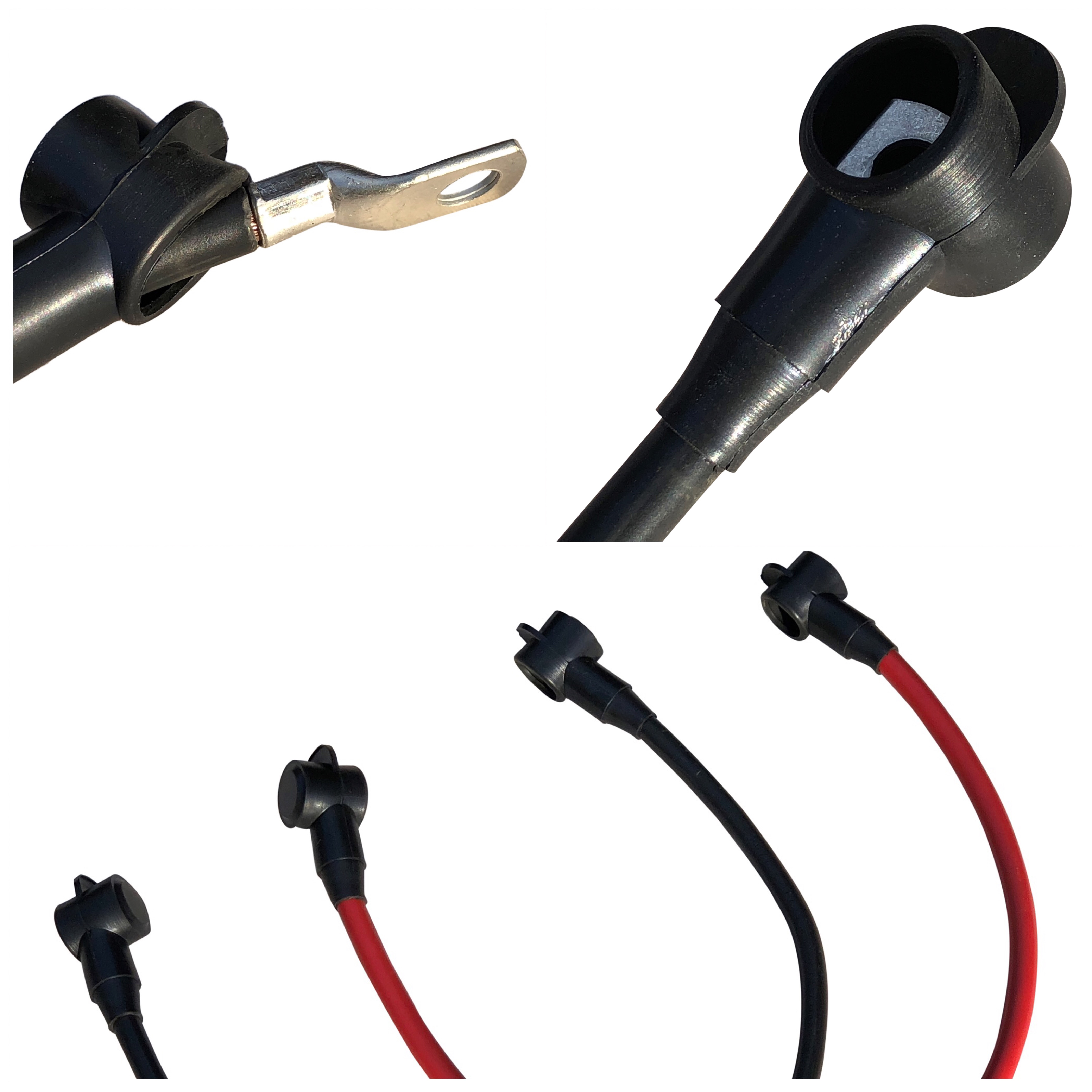Batteriekabel mit Polschutzkappen und Ösen Set 35 mm² 50cm Kupfer M8 rot schwarz - Vorschau 5