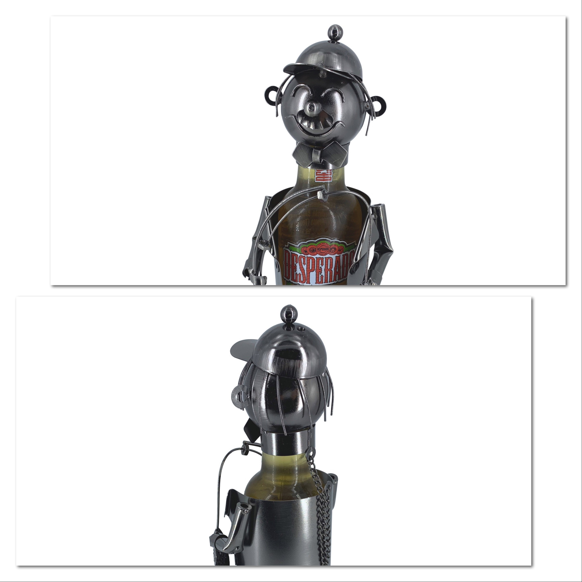 Flaschenhalter Angler Metall Figur Skulptur Deko - Vorschau 7