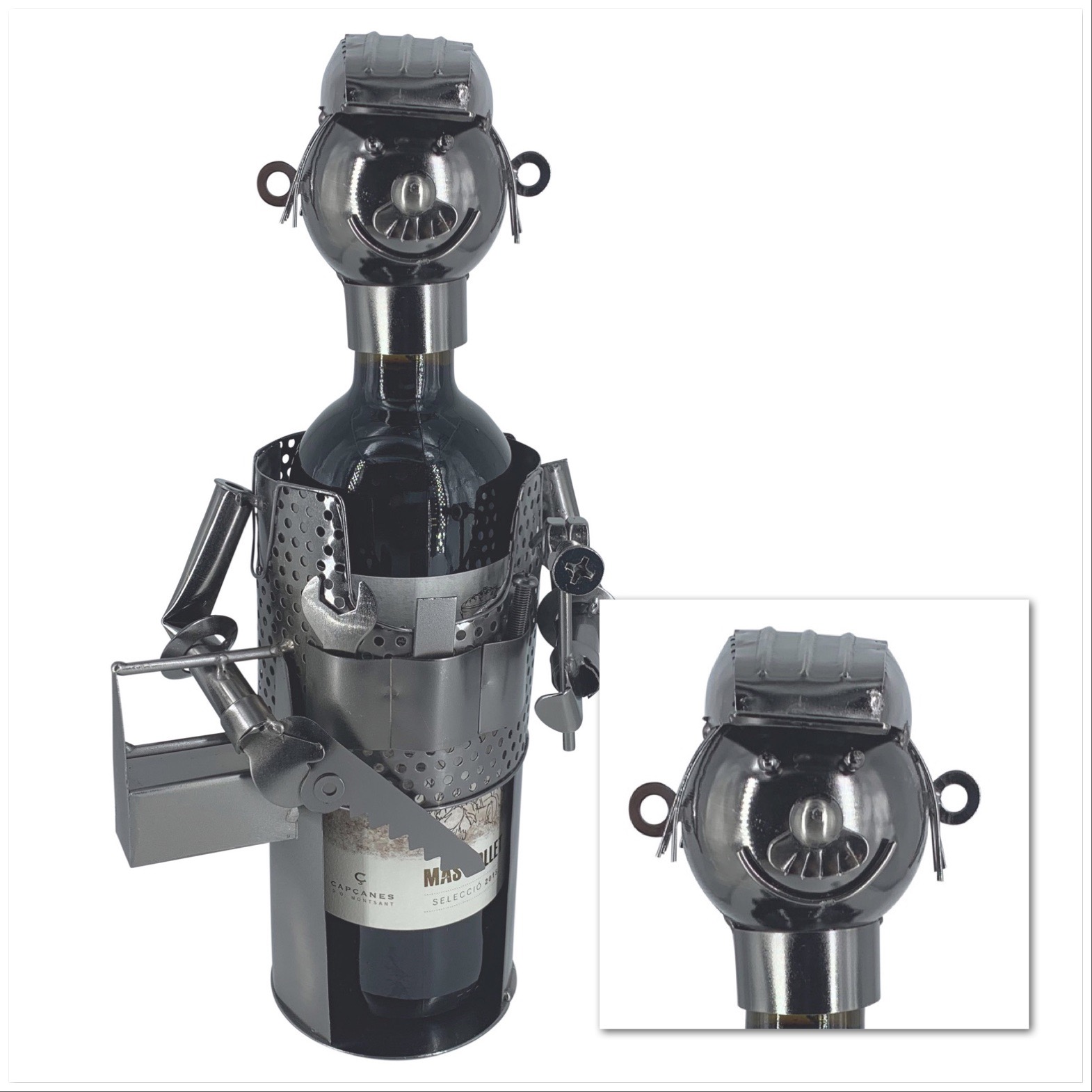 Weinflaschenhalter Metall Figuren Handwerker Uwe - Vorschau 4