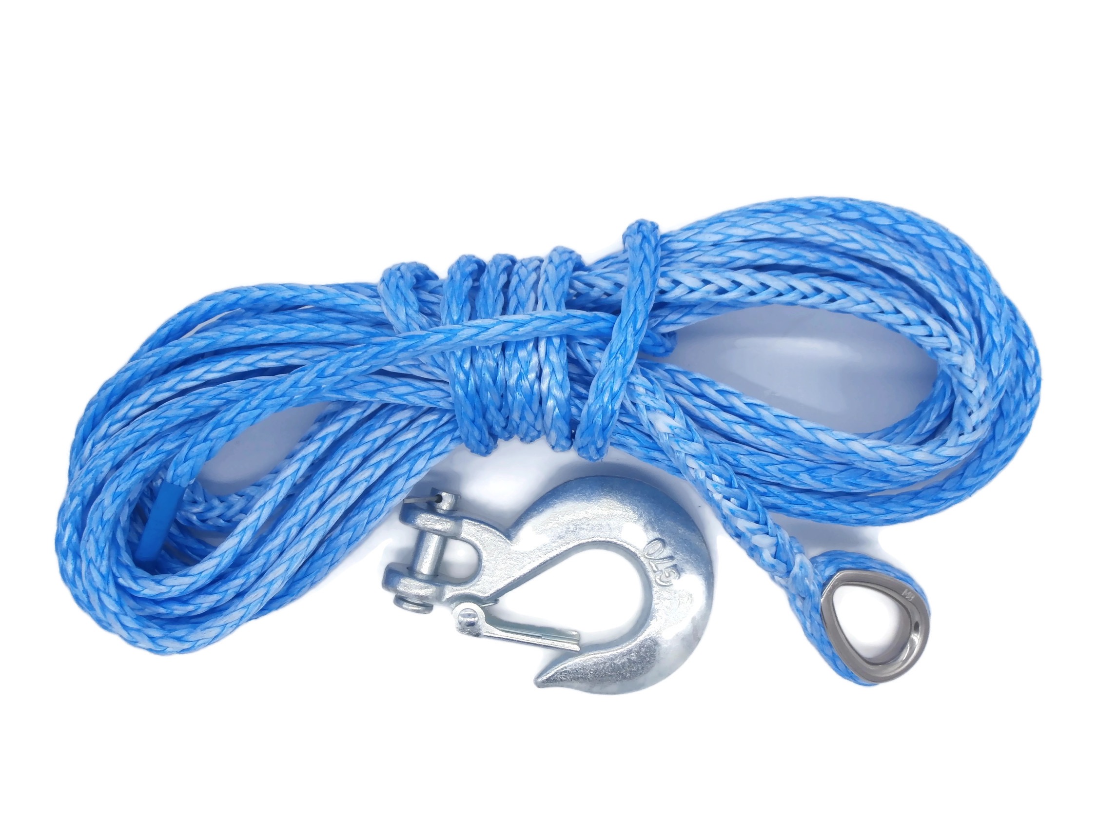 Kunststoffseil Dyneema 8mm 10m Kausche und Haken für Seilwinde Synthetik Offroad - Vorschau 8