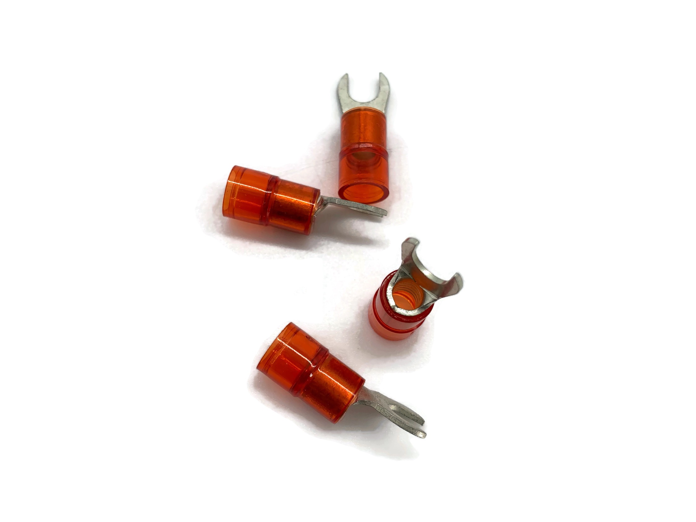 eXODA Gabelkabelschuh 6mm2 bis 10mm2 M6 isoliert 4x Ringöse Pressöse Quetschkabelschuhe rot - Vorschau 4