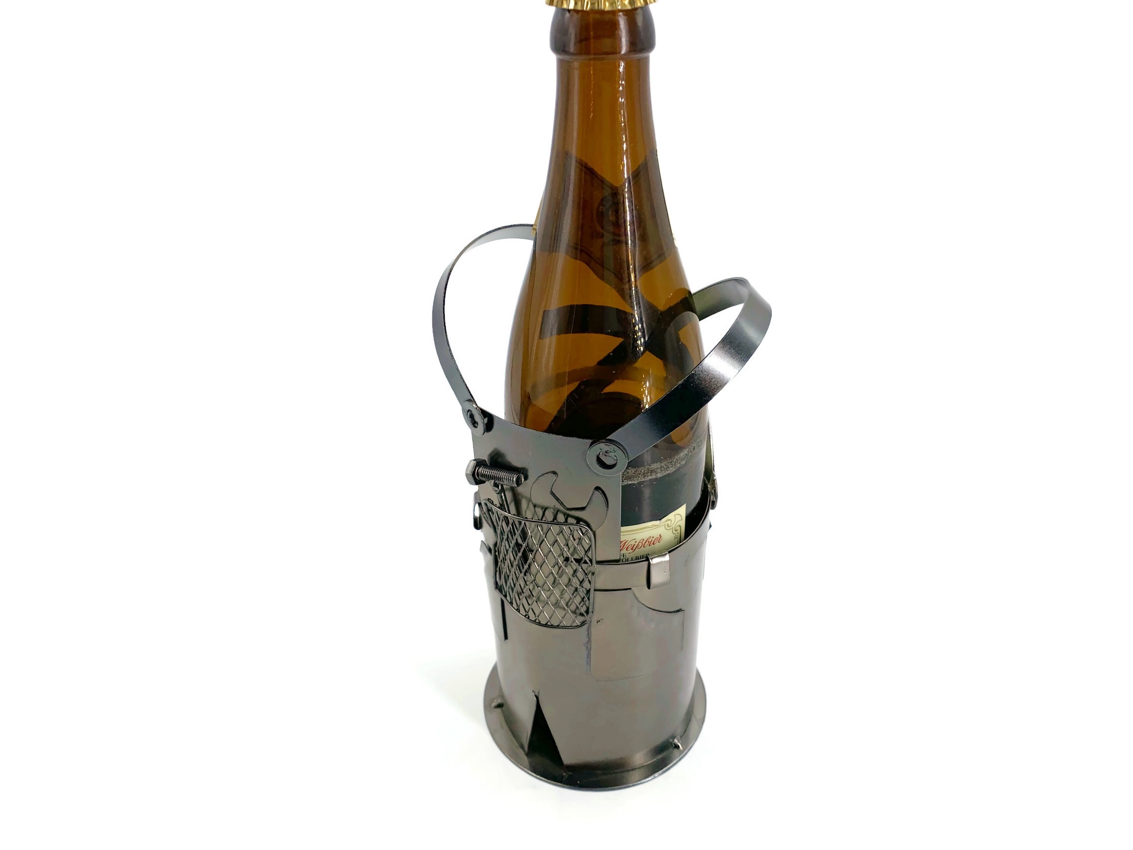 Bierflaschenhalter Metall Handwerker Klaus Figuren Bierflasche Deko 0,5l - Vorschau 4