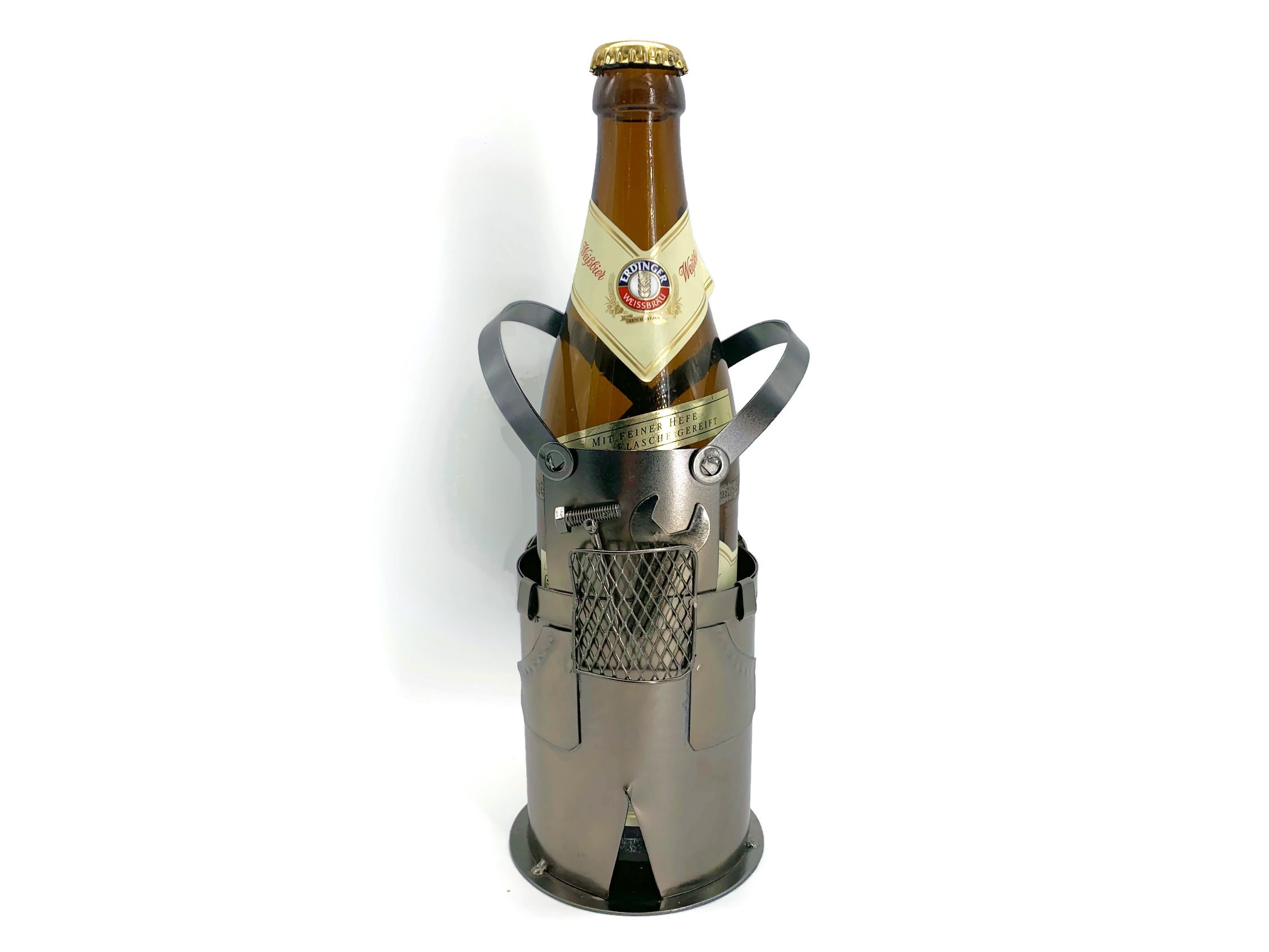 Bierflaschenhalter Metall Handwerker Klaus Figuren Bierflasche Deko 0,5l