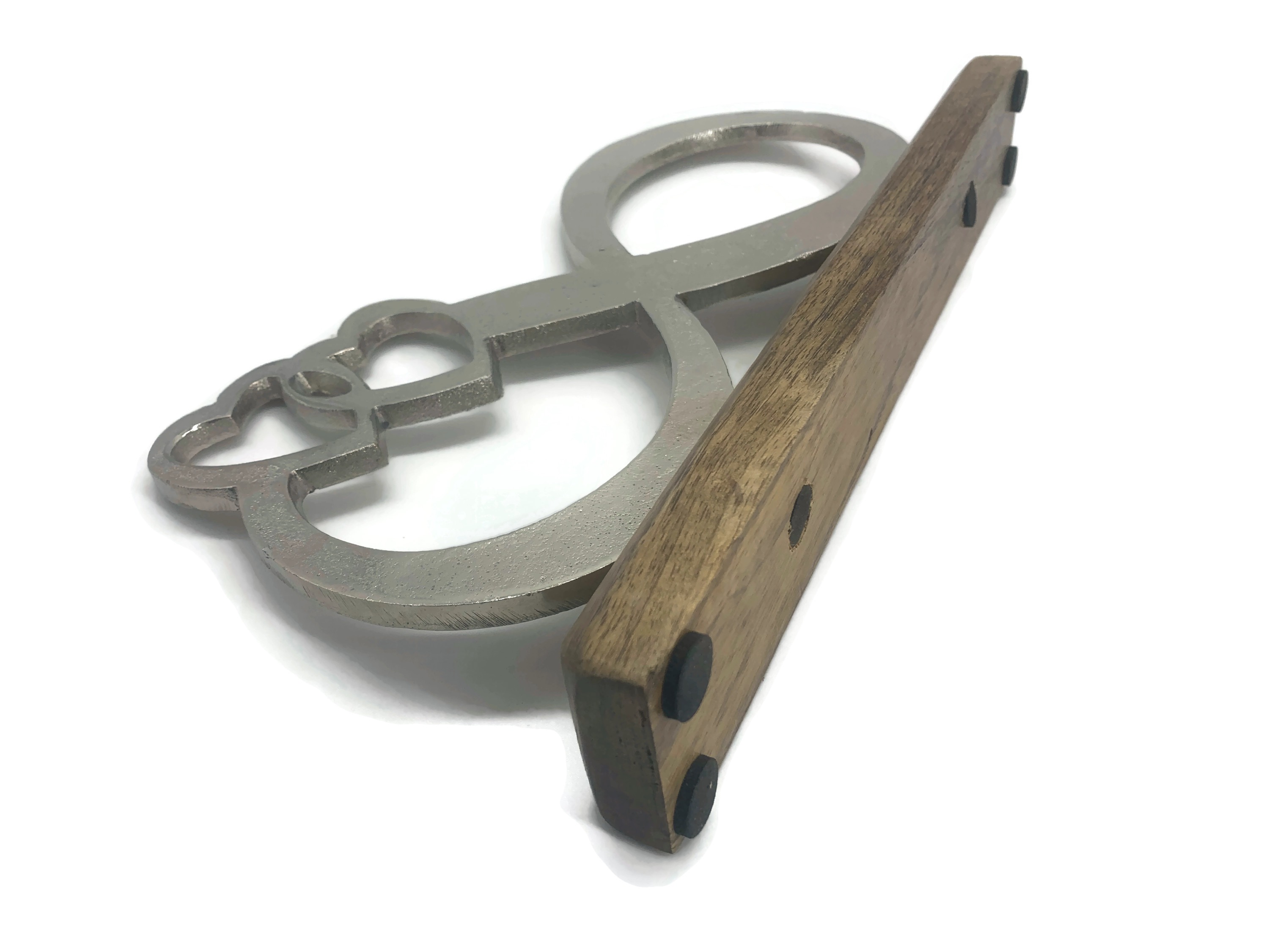 Unendlichkeit aus Aluminium auf Mangoholz Sockel Deko-Design Objekt für die Inneneinrichtung - Vorschau 3