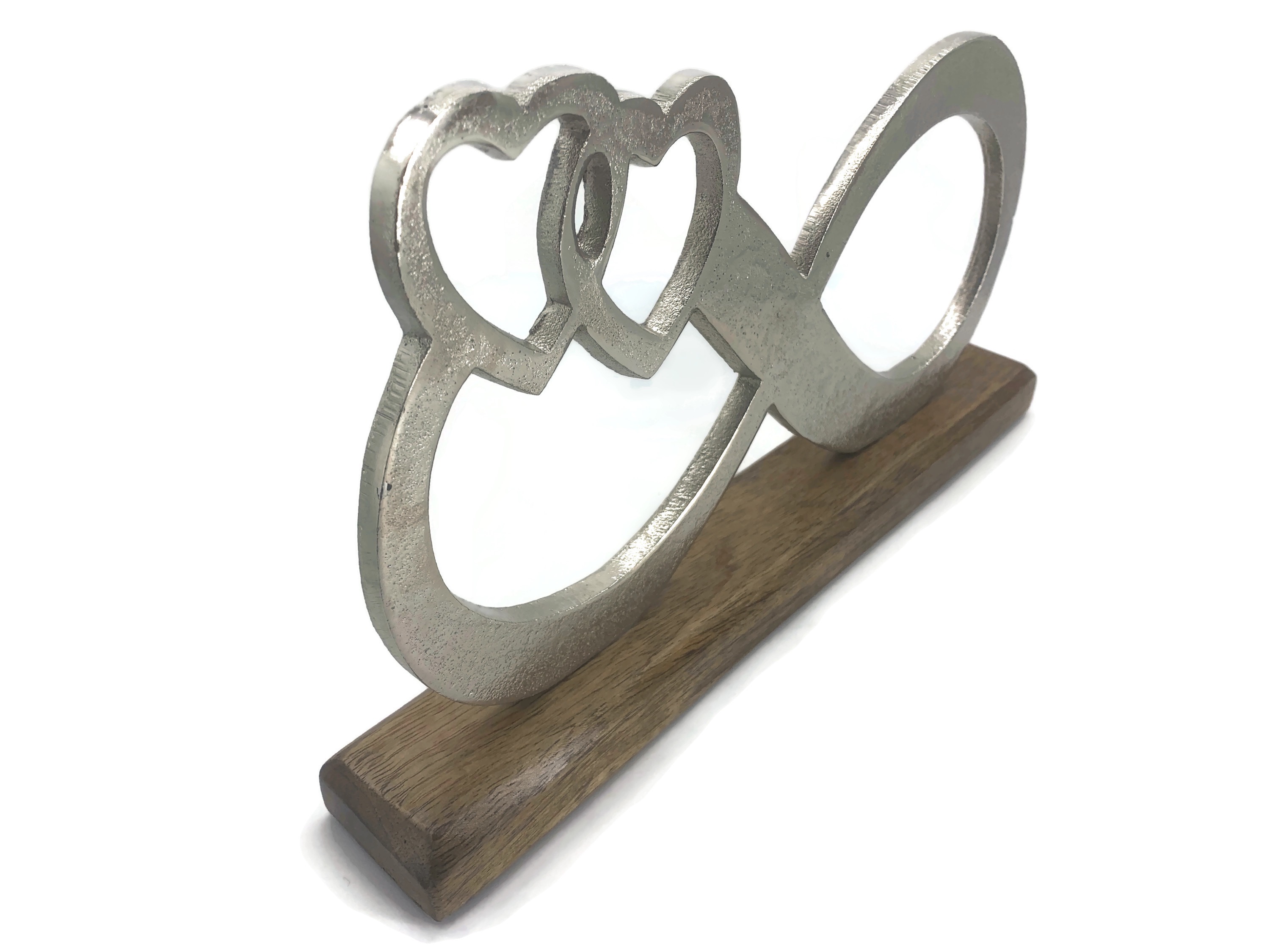 Unendlichkeit aus Aluminium auf Mangoholz Sockel Deko-Design Objekt für die Inneneinrichtung - Vorschau 4