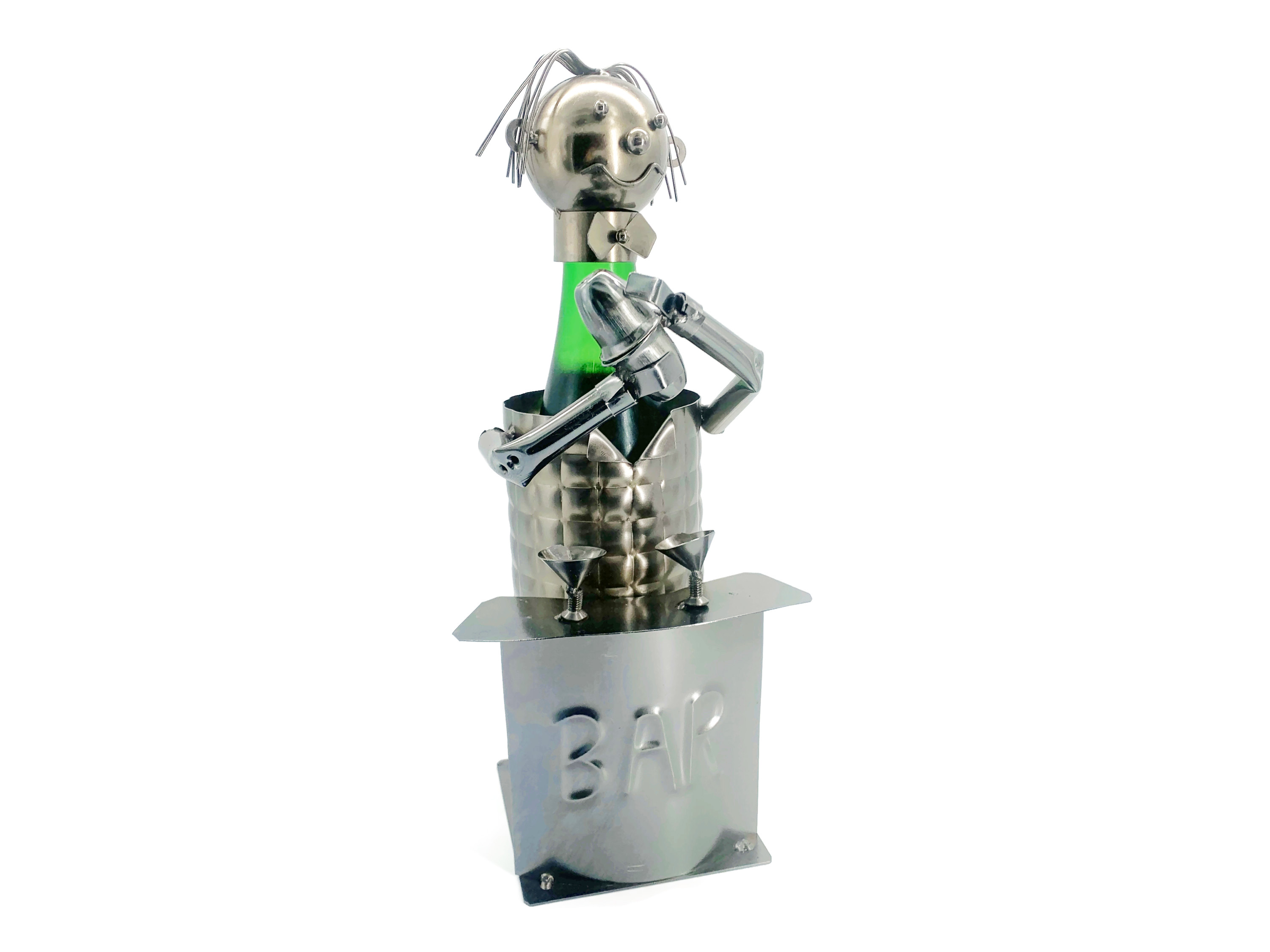 Weinflaschenhalter Metall Figuren Barkeeper Butler ein dekoratives Objekt