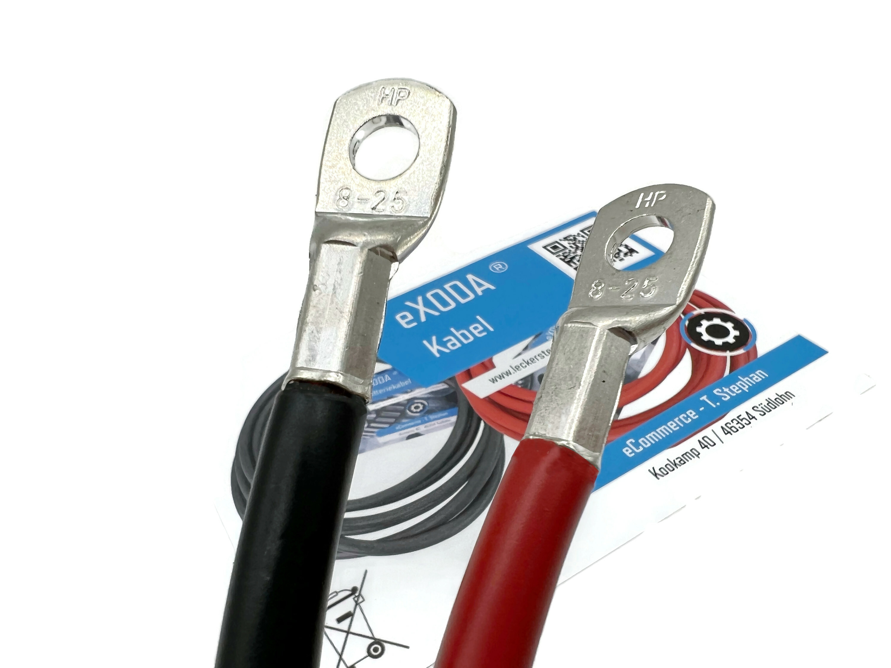 Batteriekabel Set 25 mm² 75 cm M8 rot schwarz flexibel hohe Qualität für Auto Boot Motorrad - Vorschau 3