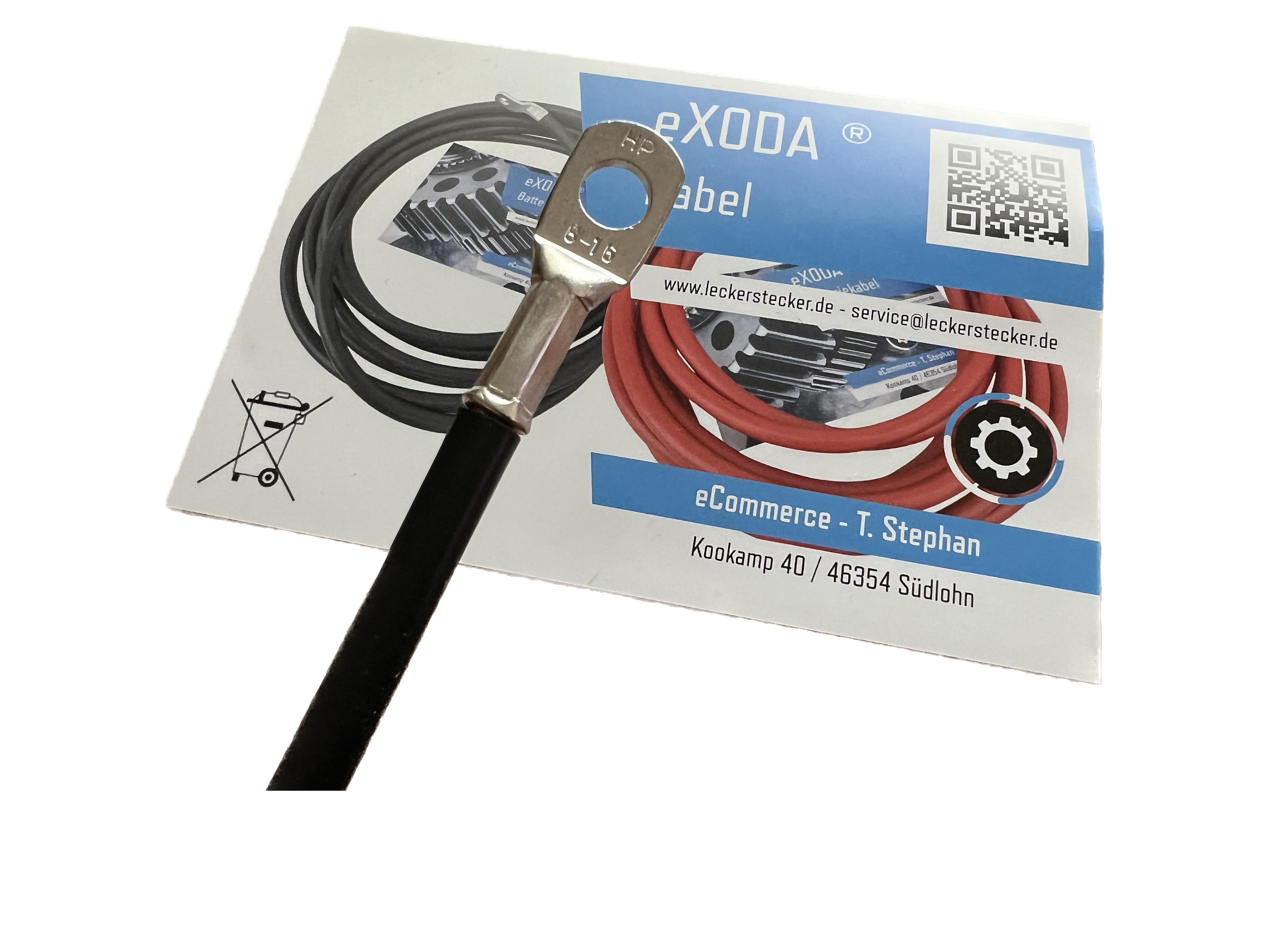 Batteriekabel 16 mm² 75cm mit Kabelschuhen M8 Schwarz flexibel und hochwertig - Vorschau 2