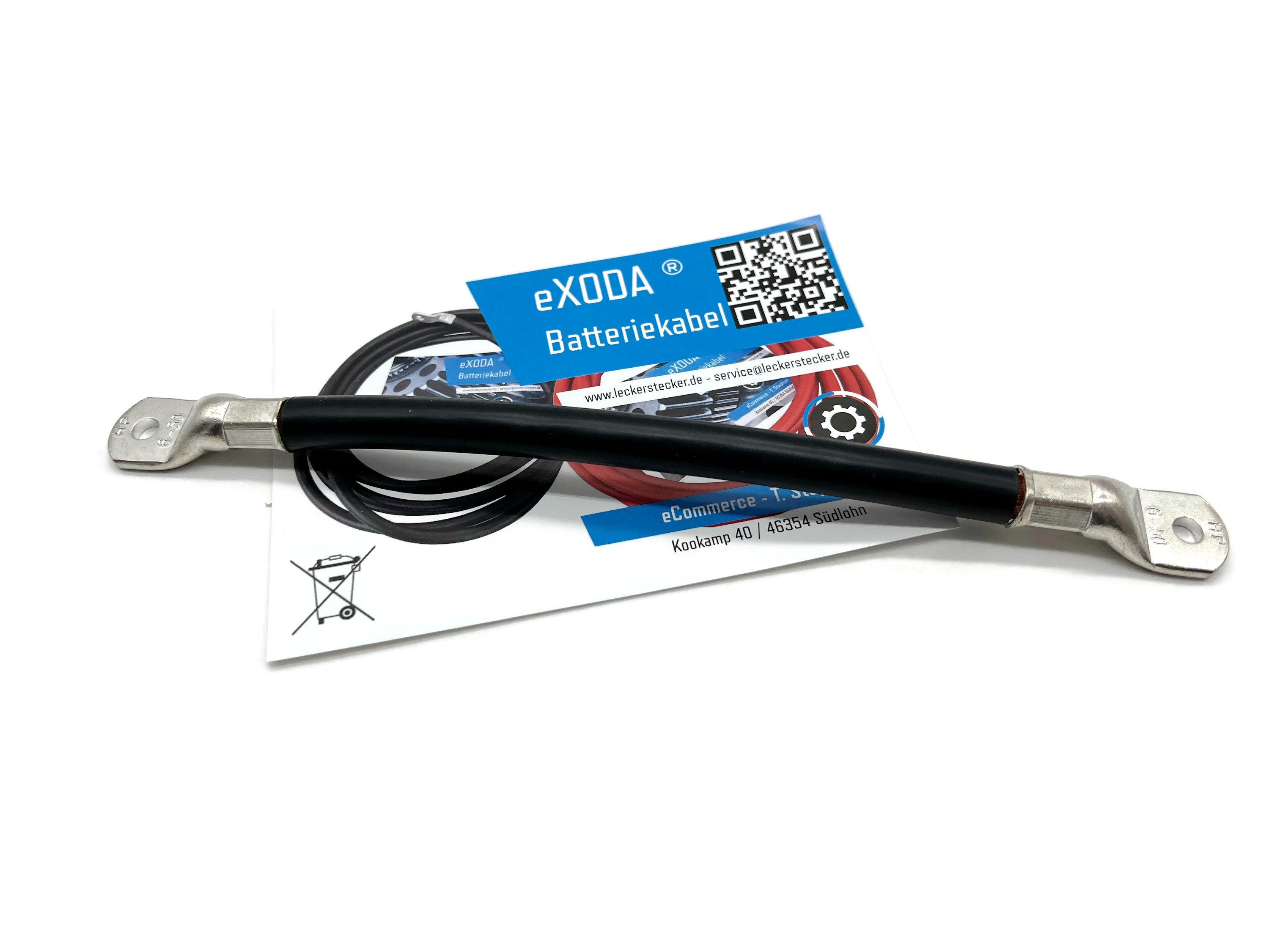 Batteriekabel 50 mm² 20cm mit M6 Kabelschuhen schwarz hohe Flexibilität 99 Prozent Kupfer - Vorschau 2