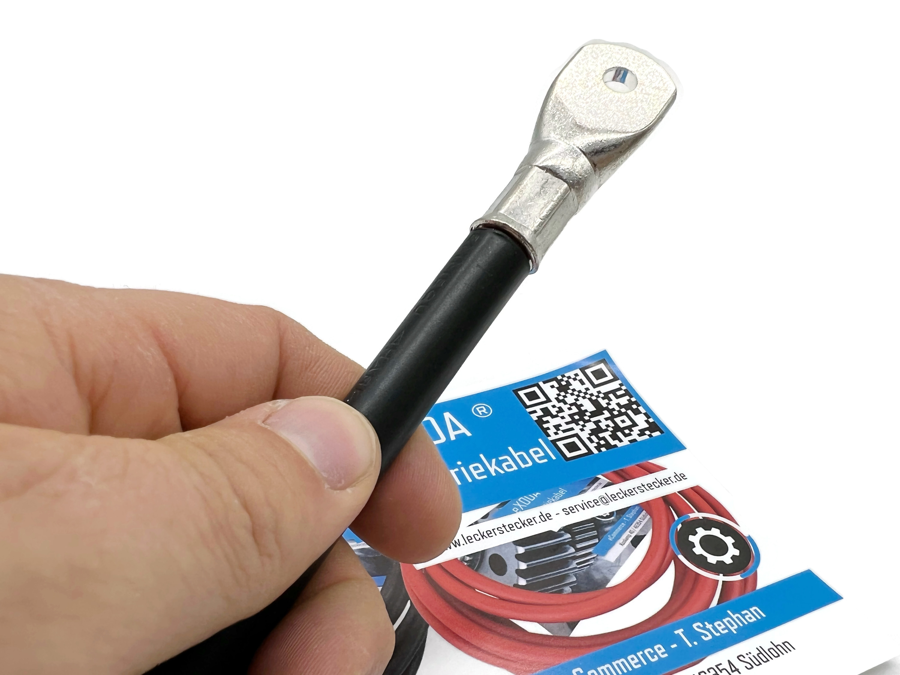 Batteriekabel 50 mm² 20cm mit M6 Kabelschuhen schwarz hohe Flexibilität 99 Prozent Kupfer - Vorschau 3