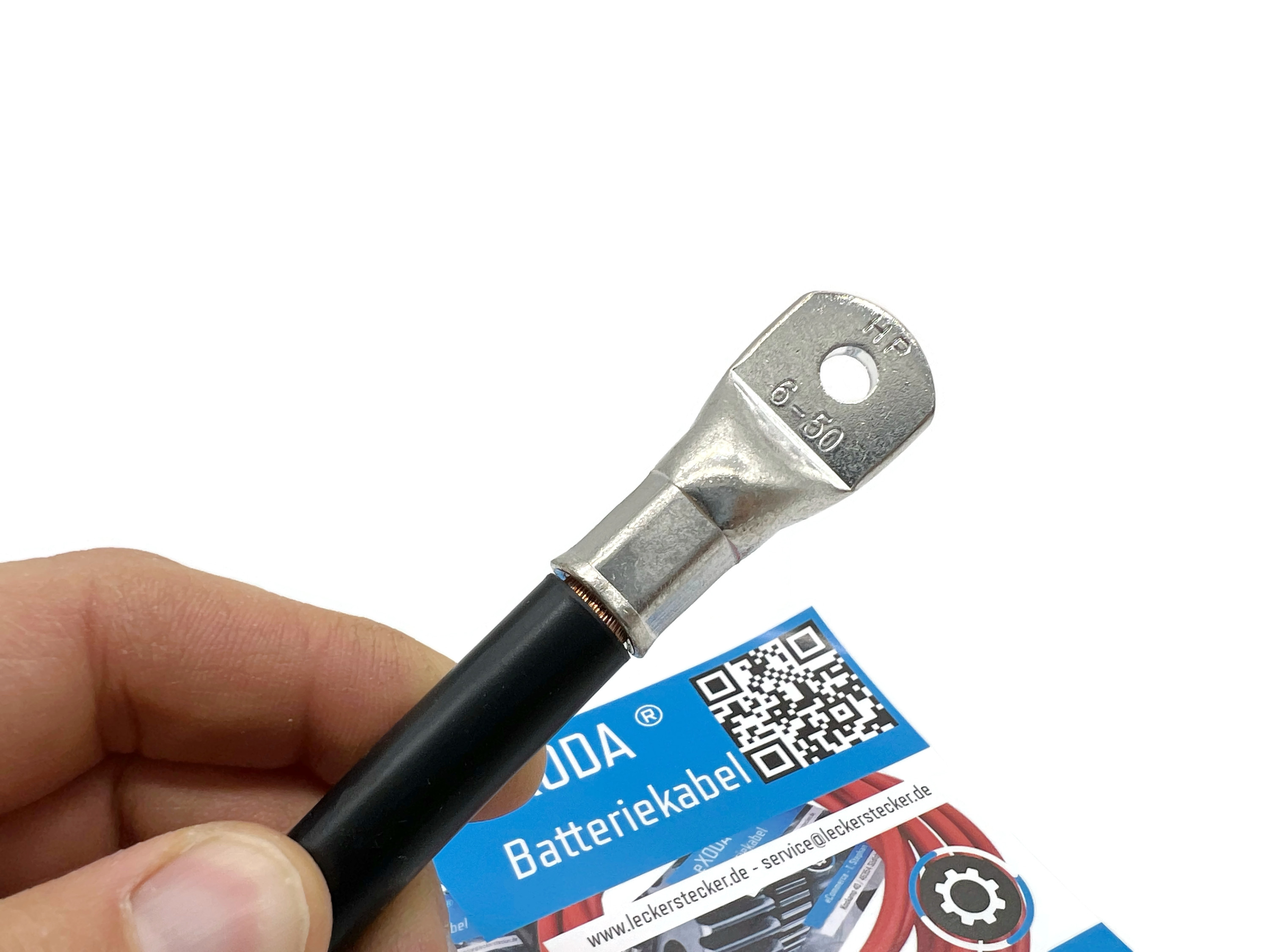 Batteriekabel 50 mm² 20cm mit M6 Kabelschuhen schwarz hohe Flexibilität 99 Prozent Kupfer - Vorschau 5