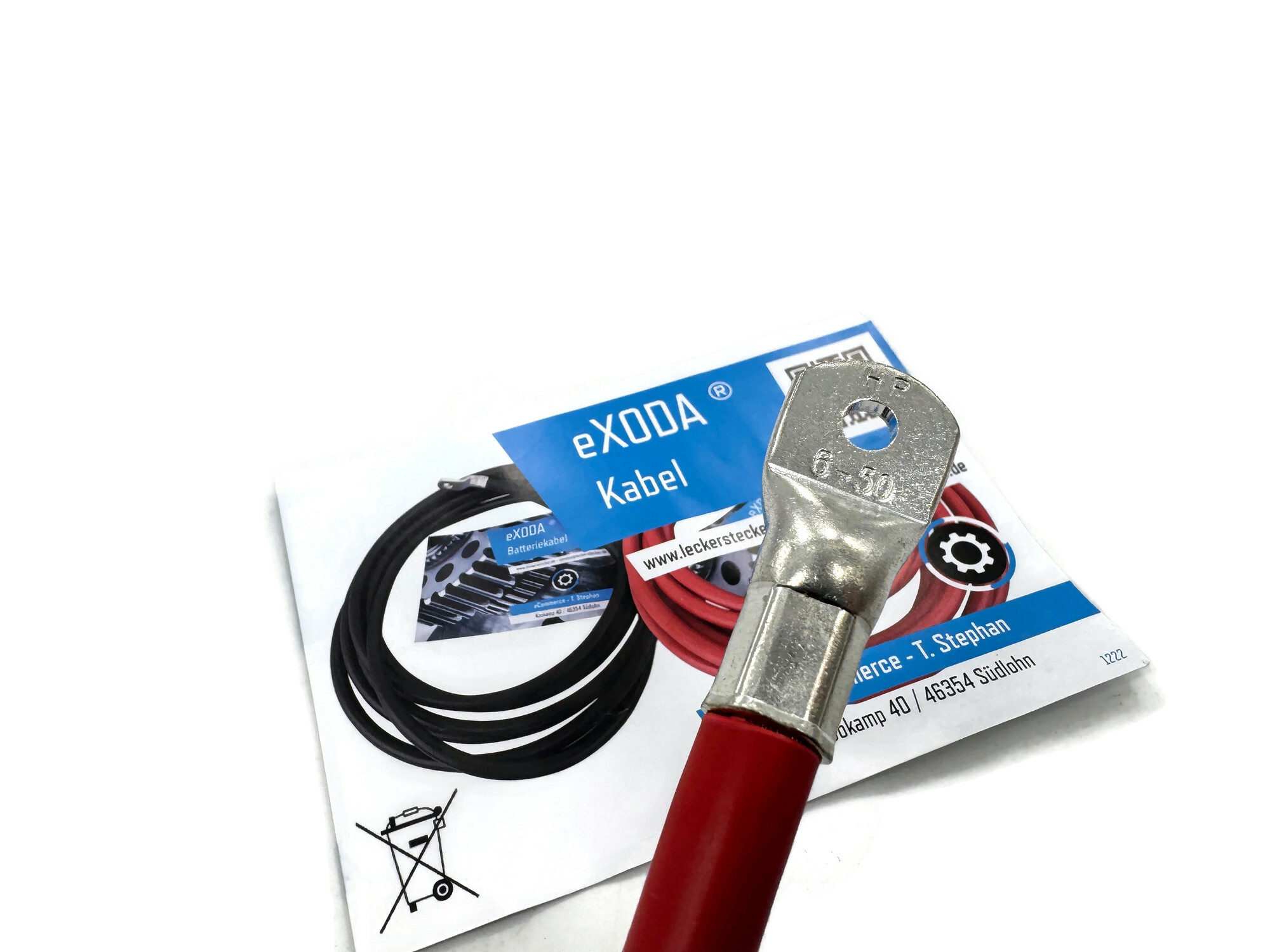 Batteriekabel 50 mm² 20cm mit Kabelschuhen M6 Rot - Vorschau 3