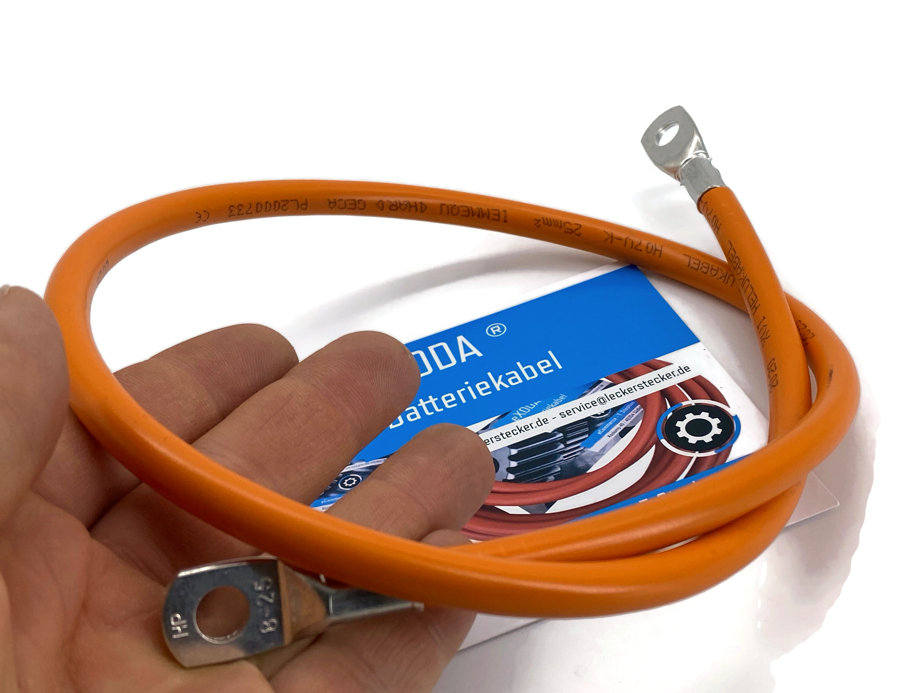 Batteriekabel 25 mm² 75cm mit Kabelschuhen M8 Orange hohe Materialqualität flexibles Kabel - Vorschau 5