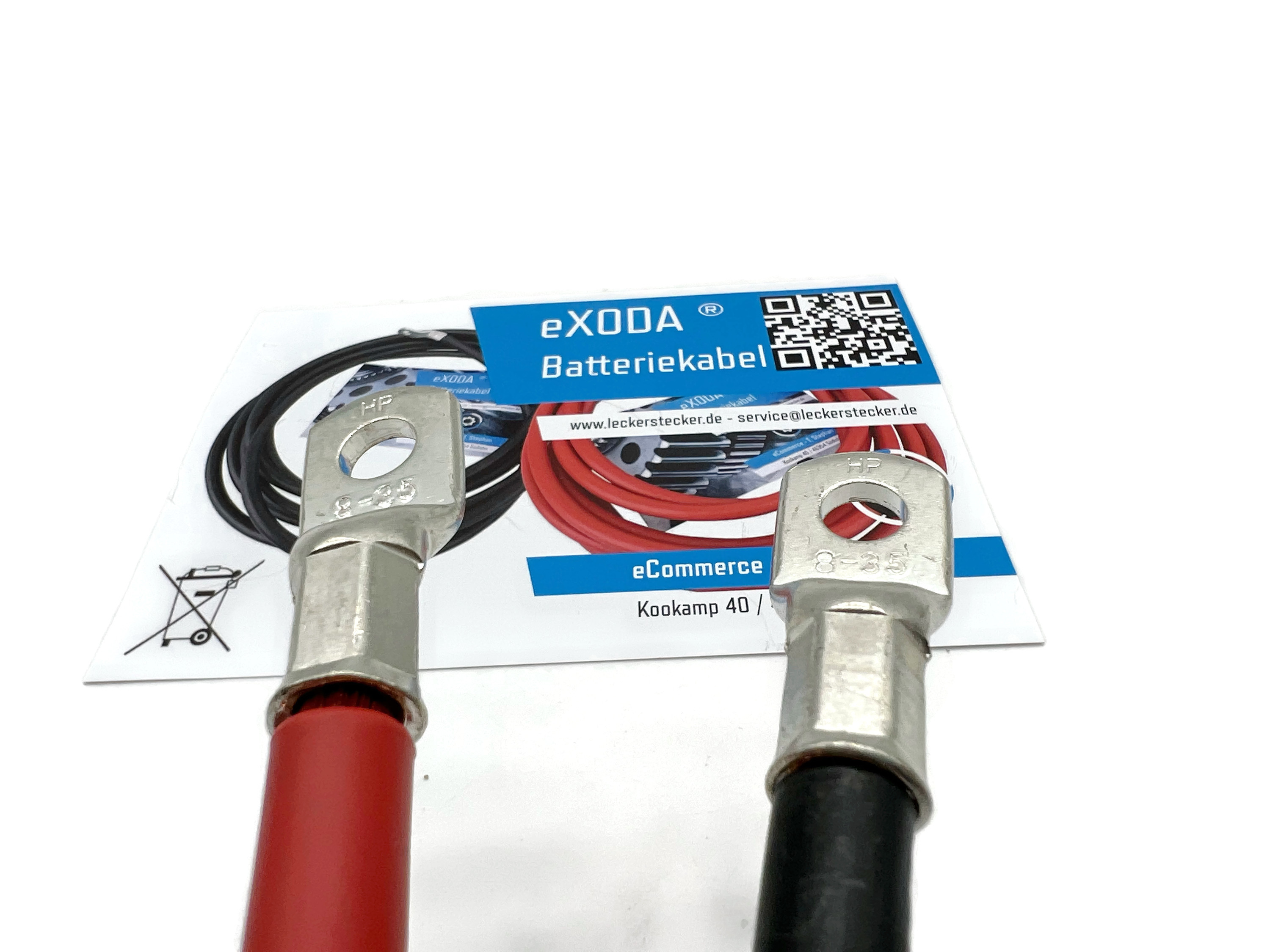 Batteriekabel Set 25 mm² 30cm mit M8 Kabelschuhen Rot Schwarz hohe Flexibilität aus Kupfer - Vorschau 2