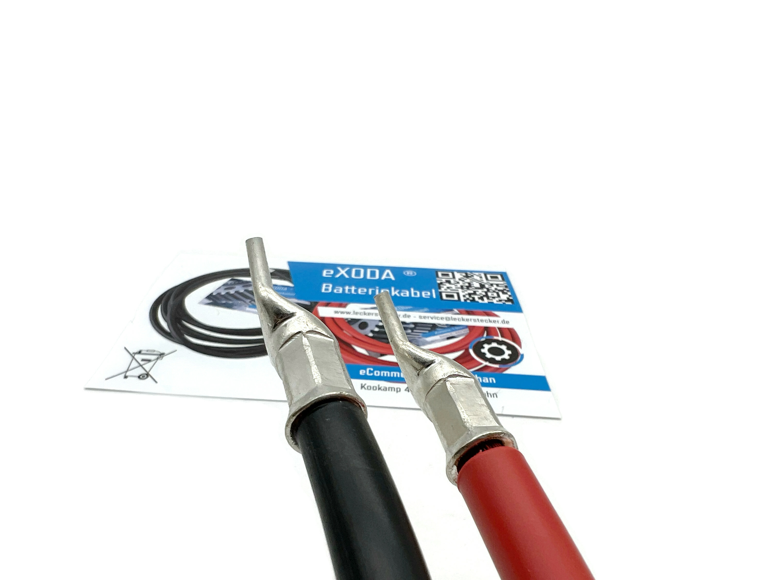 Batteriekabel Set 25 mm² 30cm mit M8 Kabelschuhen Rot Schwarz hohe Flexibilität aus Kupfer - Vorschau 3