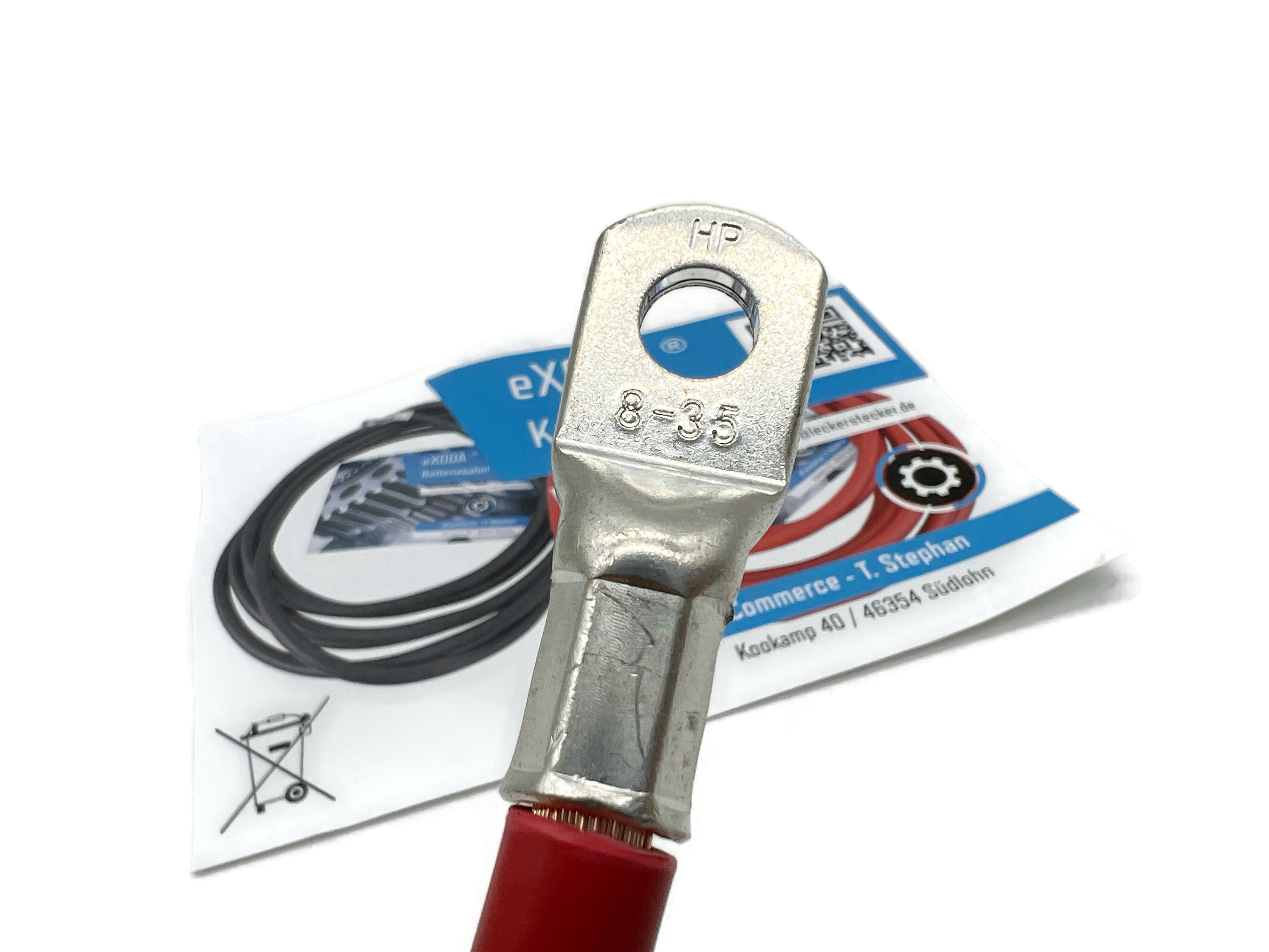 Batteriekabel 35 mm² 20cm M8 Rot flexibel 99 Prozent Kupfer optimale Stromübertragung - Vorschau 3