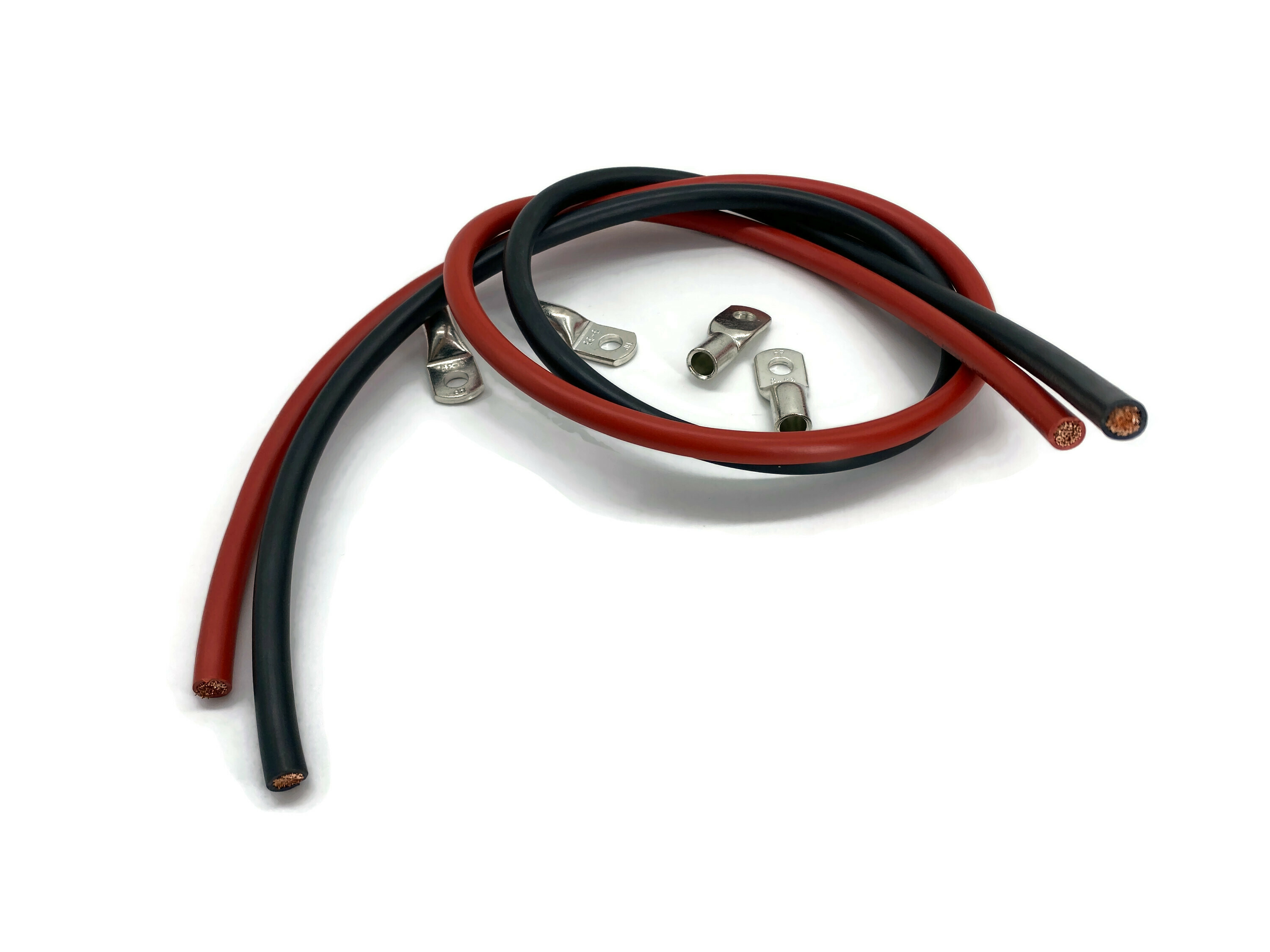 Kabel 35mm2 M8 4x Ringöse 1m rot schwarz Set 2 Kabel 4 Kabelschuhe H07VK flexibel - Vorschau 2