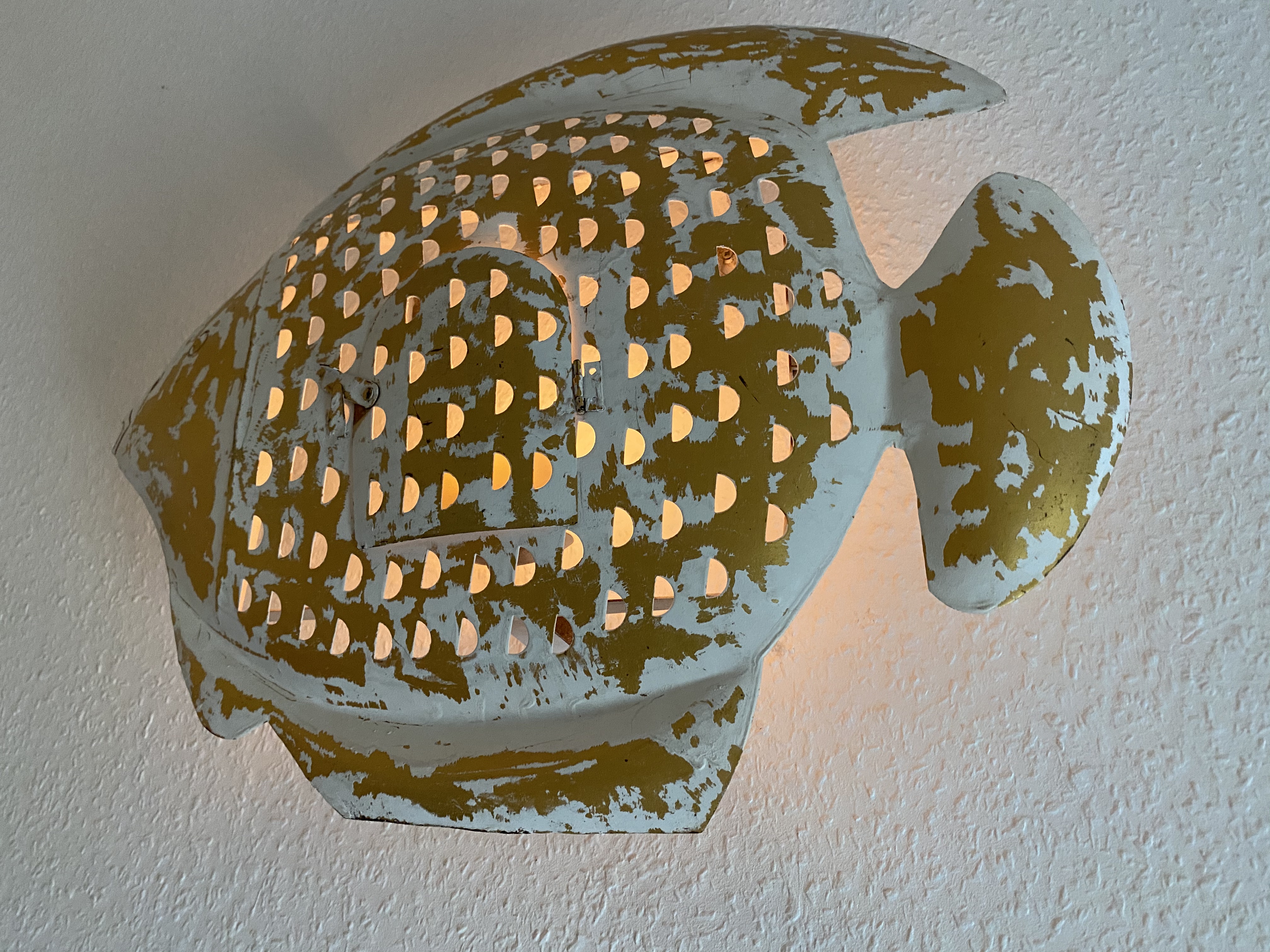 Fisch Wanddekoration 3D Wandrelief Laterne aus Metall Wandkunst Metallbild für innen - Vorschau 7