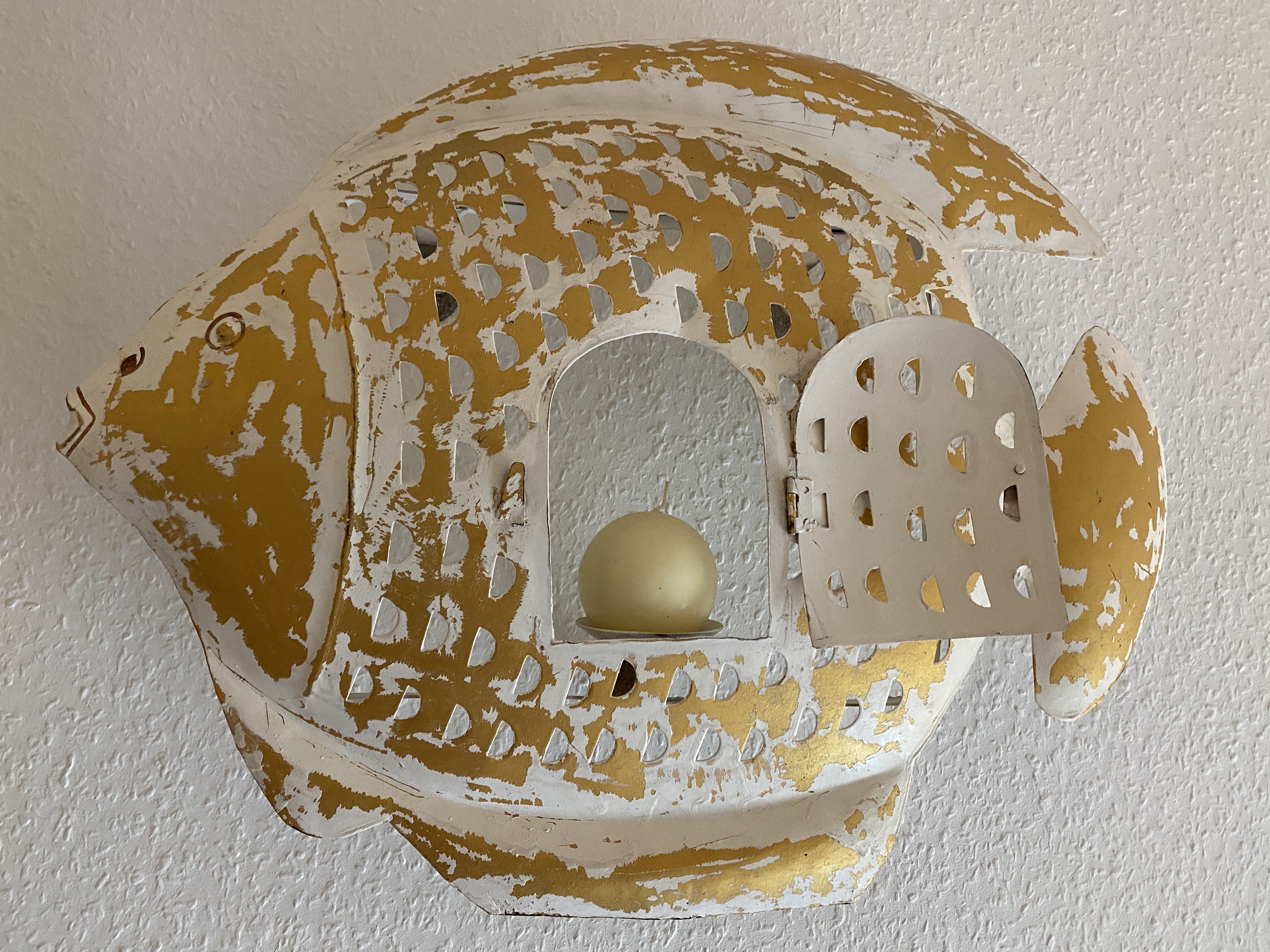 Fisch Wanddekoration 3D Wandrelief Laterne aus Metall Wandkunst Metallbild für innen - Vorschau 9