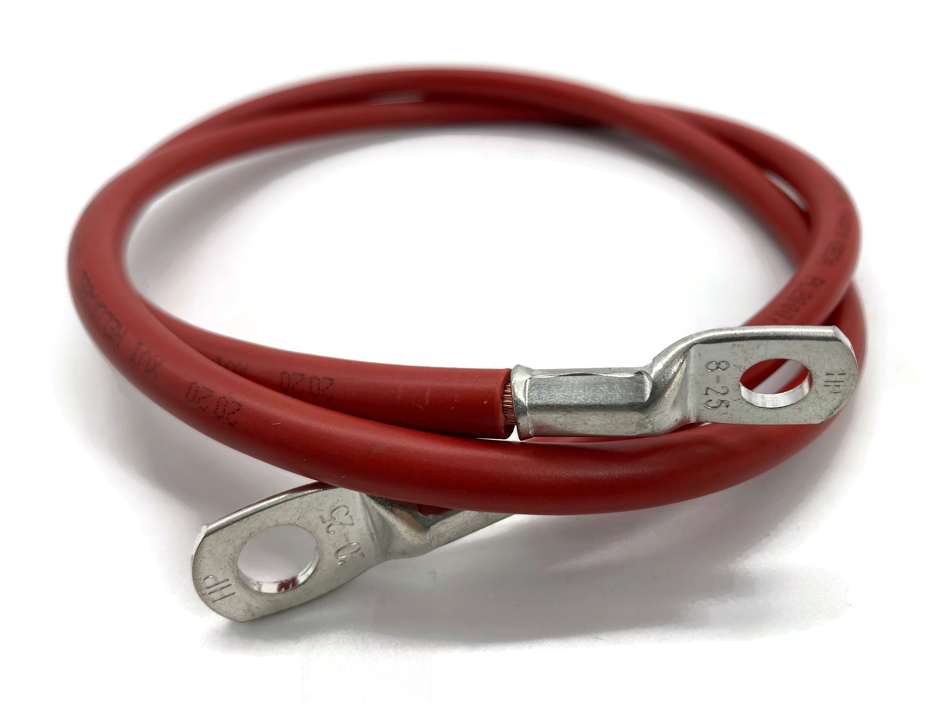 Batteriekabel 25 mm² 100cm Kabelschuhe M8 und M10 Rot flexibel hochqualitativ für Auto Boot Motorrad - Vorschau 2