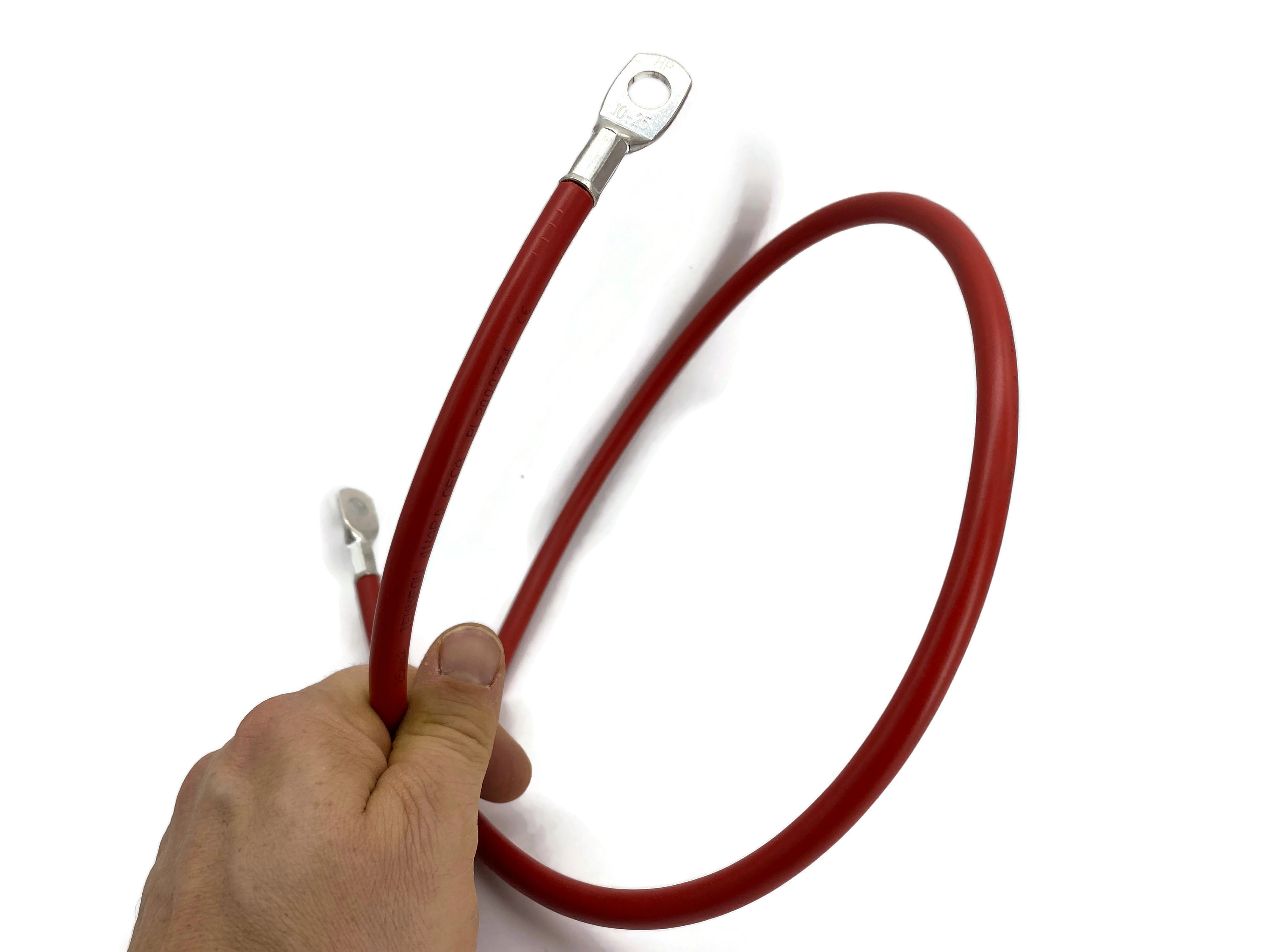 Batteriekabel 25 mm² 100cm Kabelschuhe M8 und M10 Rot flexibel hochqualitativ für Auto Boot Motorrad - Vorschau 4