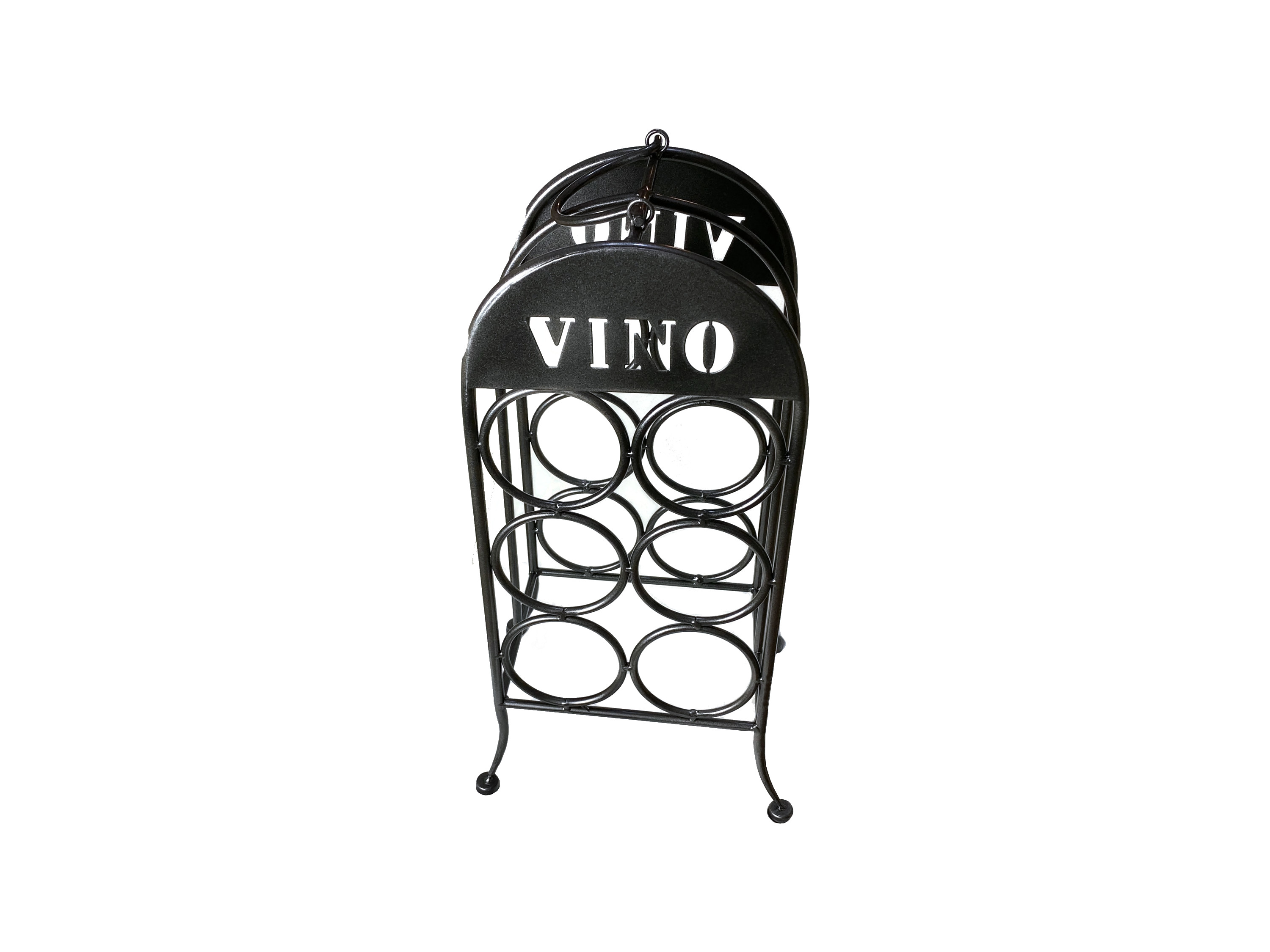 Weinregal Metall stehend vintage für 6 Flaschen schwarz grau metallic rostfrei