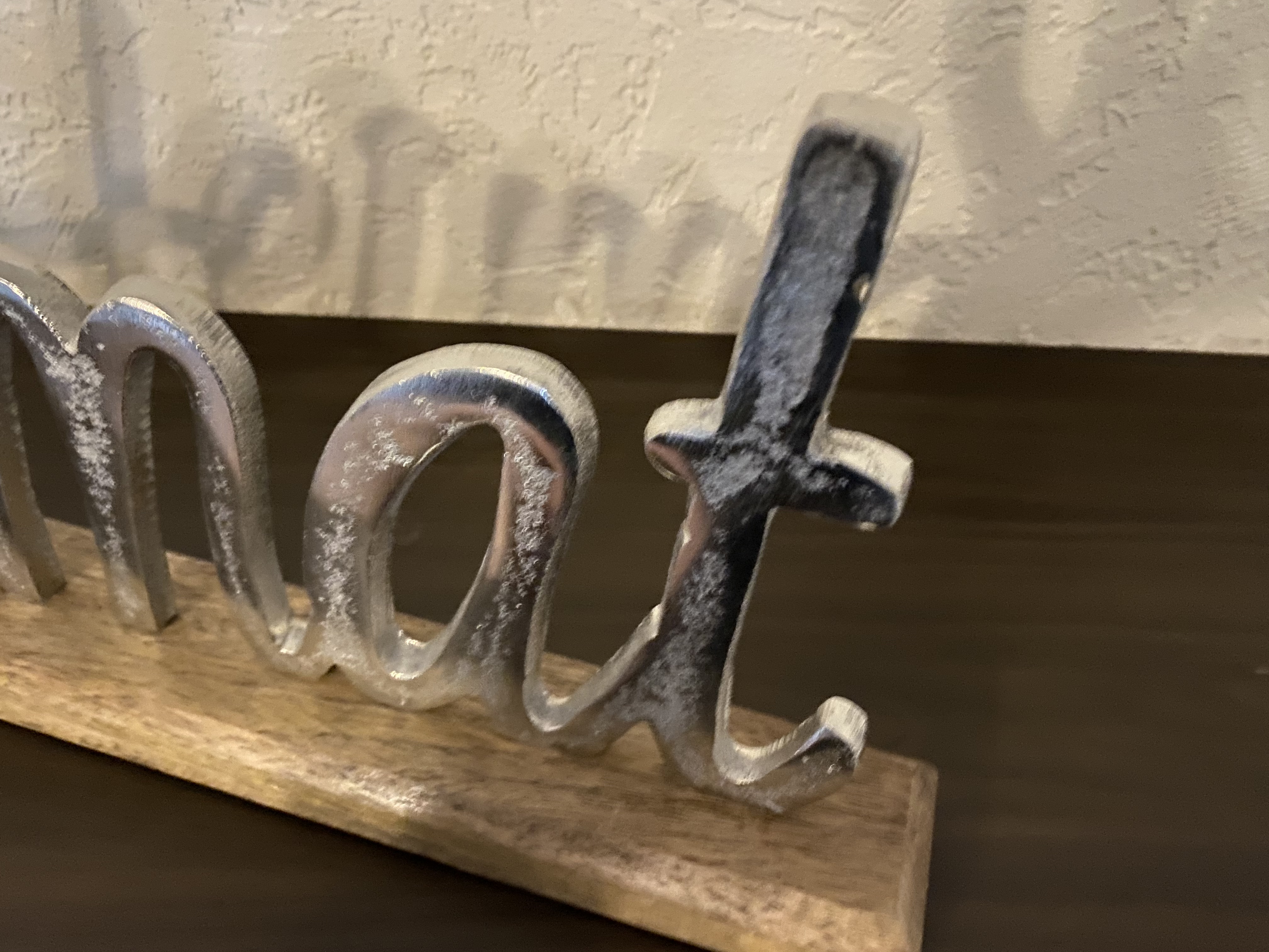 Schriftzug Heimat Aluminium auf Mangoholz Sockel Deko Design - Vorschau 6