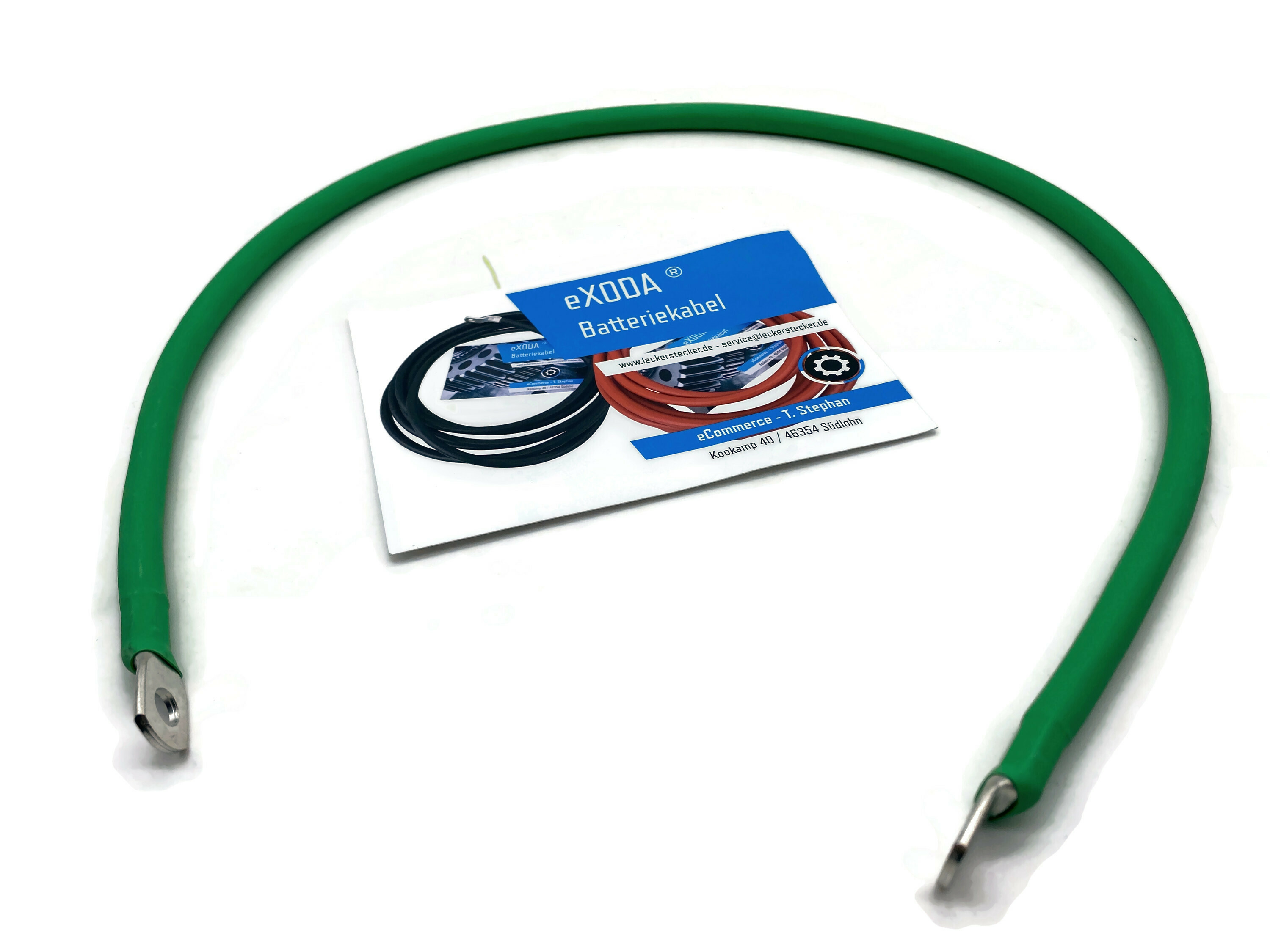 Batteriekabel 25 mm² 75cm Kupfer Stromkabel mit Ringösen M8 Grün - Vorschau 2