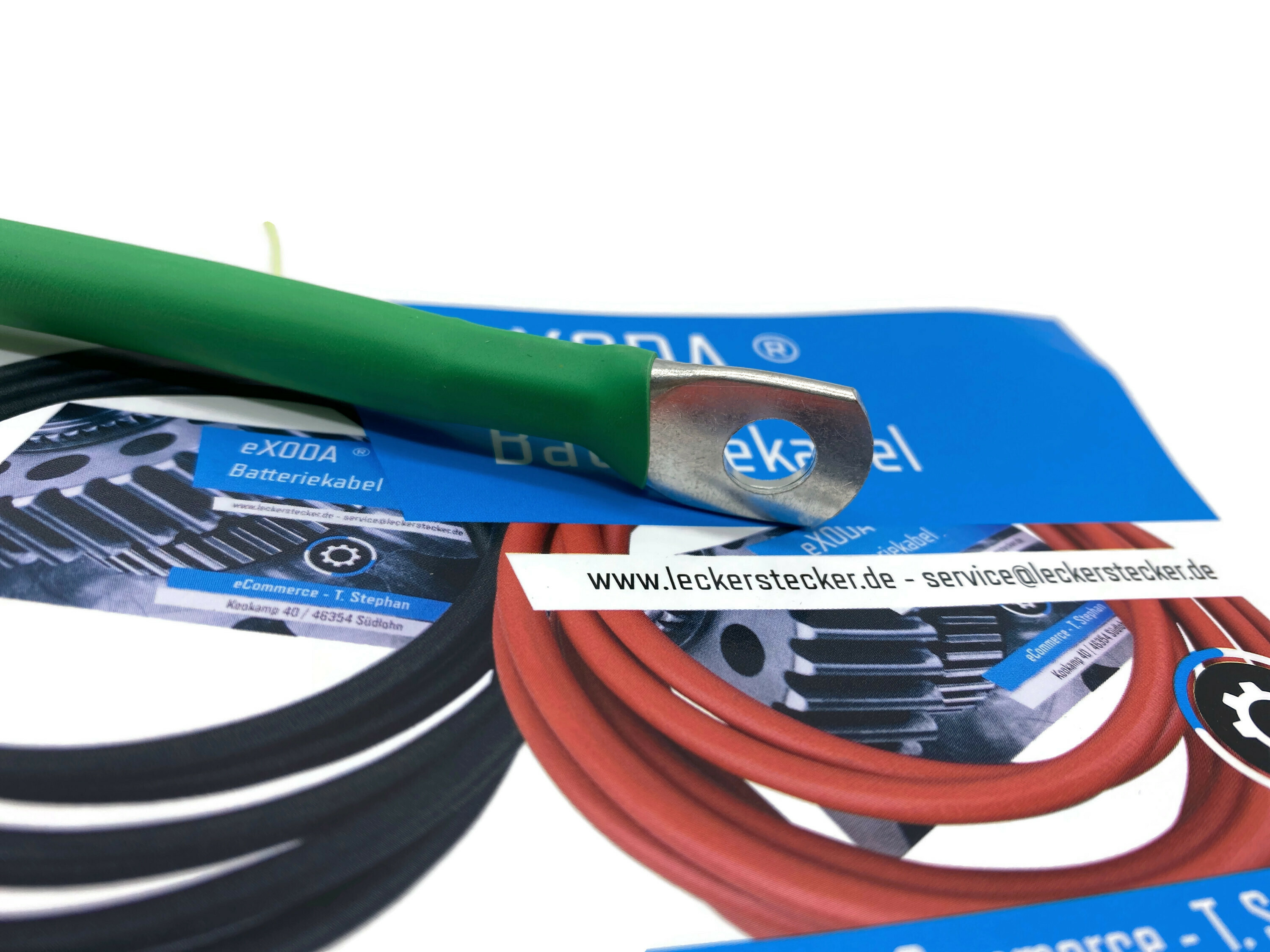 Batteriekabel 25 mm² 75cm Kupfer Stromkabel mit Ringösen M8 Grün - Vorschau 3
