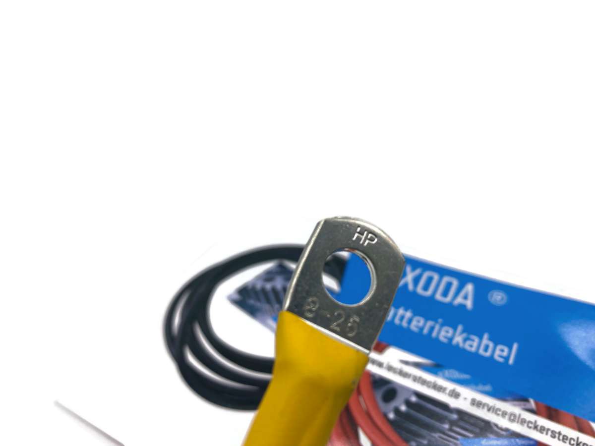 Batteriekabel 25 mm² 75cm Kupfer Stromkabel mit Ringösen M8 Gelb - Vorschau 2