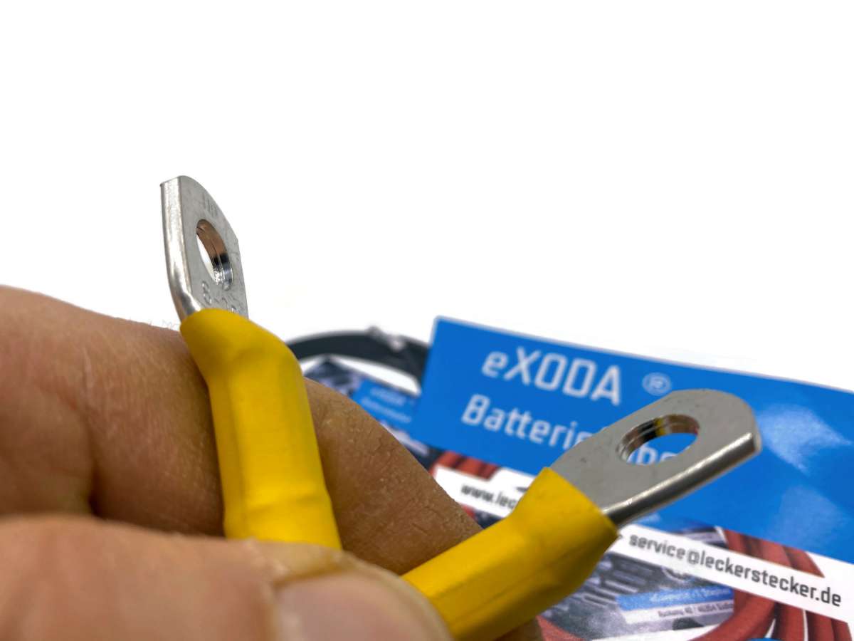Batteriekabel 25 mm² 75cm Kupfer Stromkabel mit Ringösen M8 Gelb - Vorschau 3