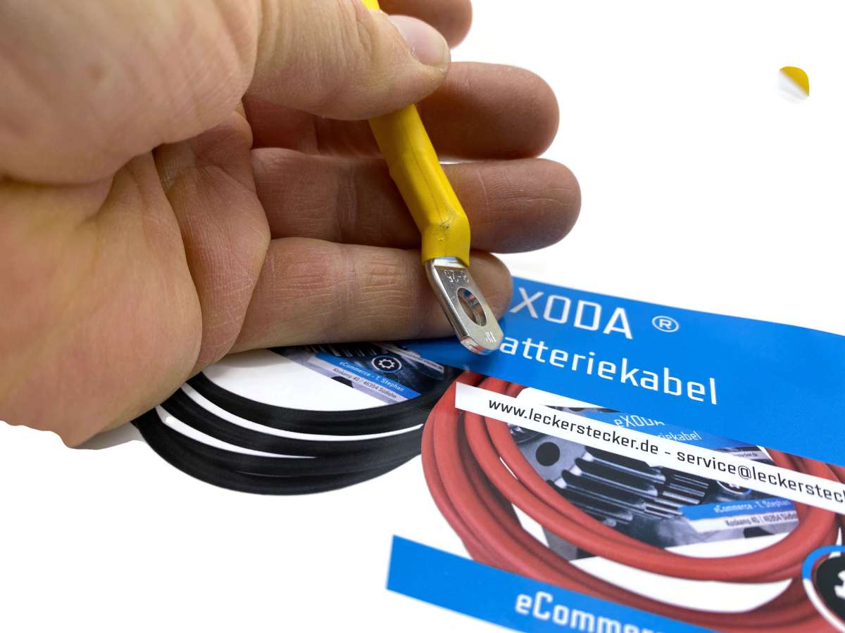 Batteriekabel 25 mm² 75cm Kupfer Stromkabel mit Ringösen M8 Gelb - Vorschau 4