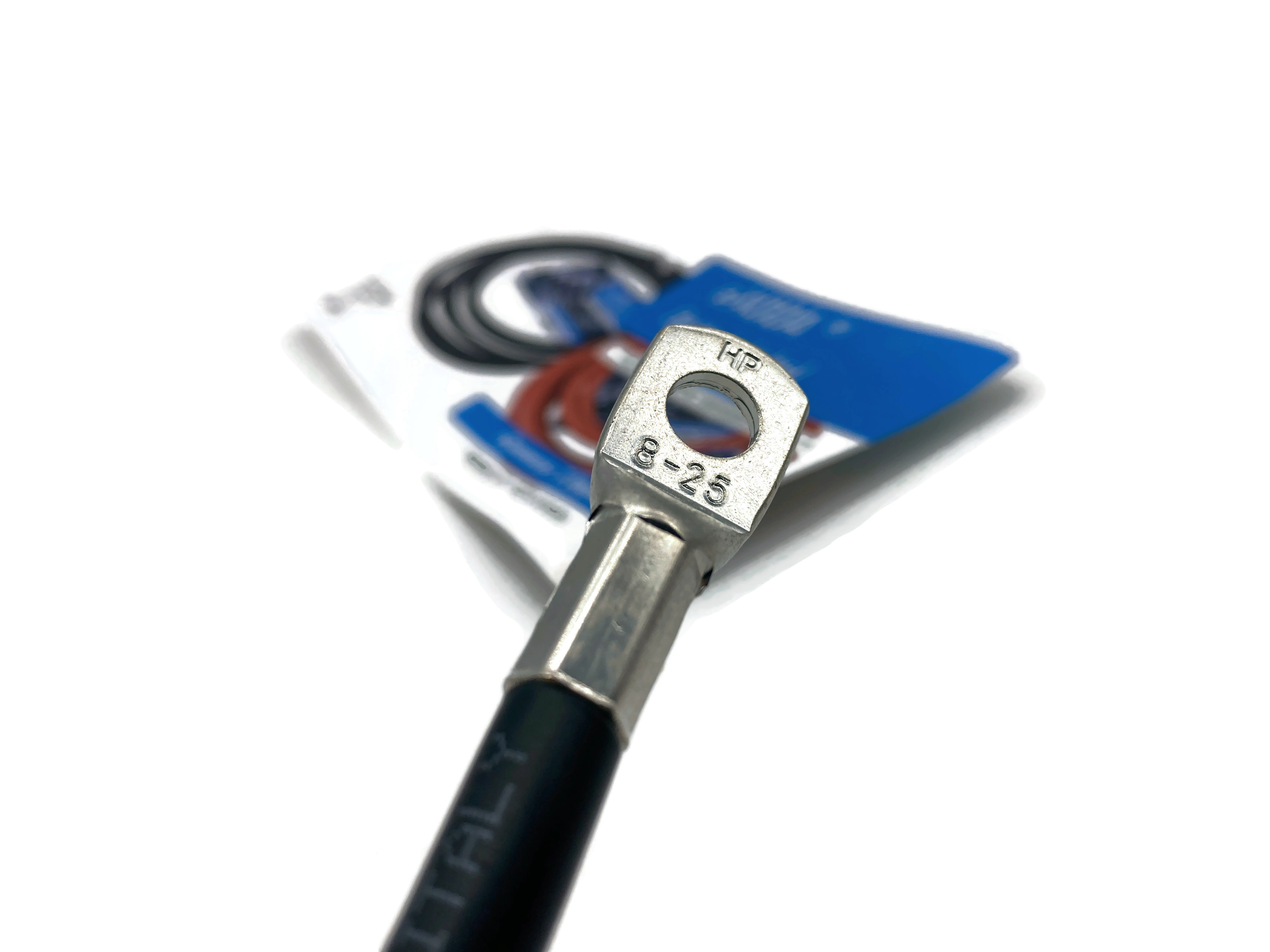 Batteriekabel 25 mm² 30cm mit Kabelschuhen M8 Schwarz mit Polschutzkappe - Vorschau 4