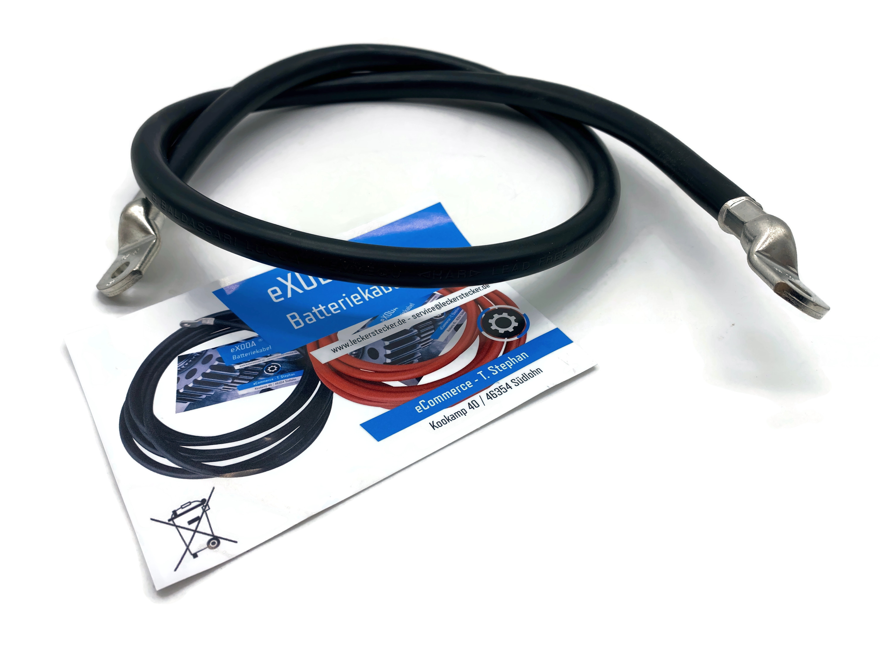 Batteriekabel 70 mm² 100 cm M8 schwarz hohe Leistung bis 5645 Watt flexibel hitzebeständig - Vorschau 3