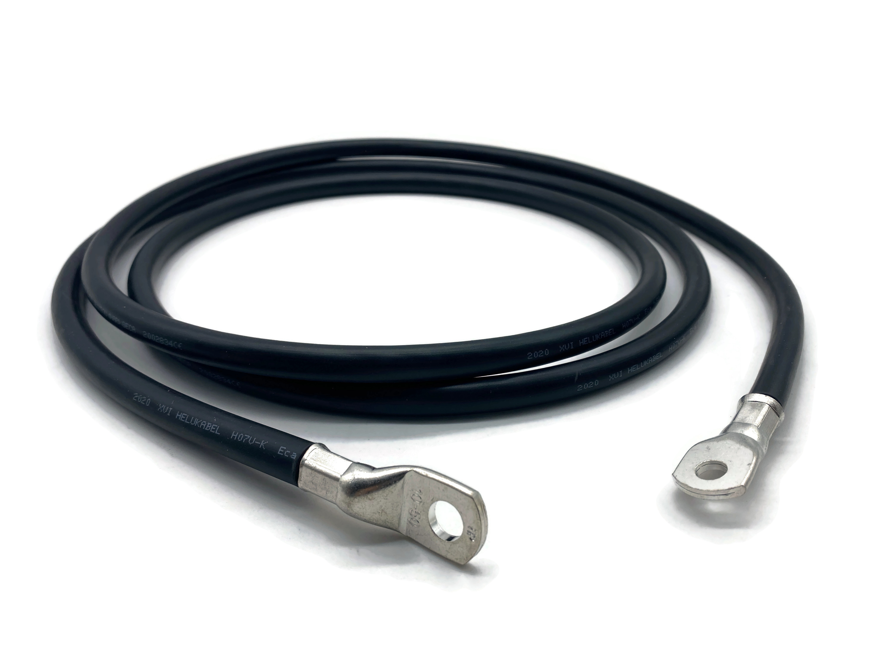 Batteriekabel 50 mm² 2,5m M8 M10 Schwarz für Auto Boot Motorrad flexibel aus Kupfer 70 Grad - Vorschau 3
