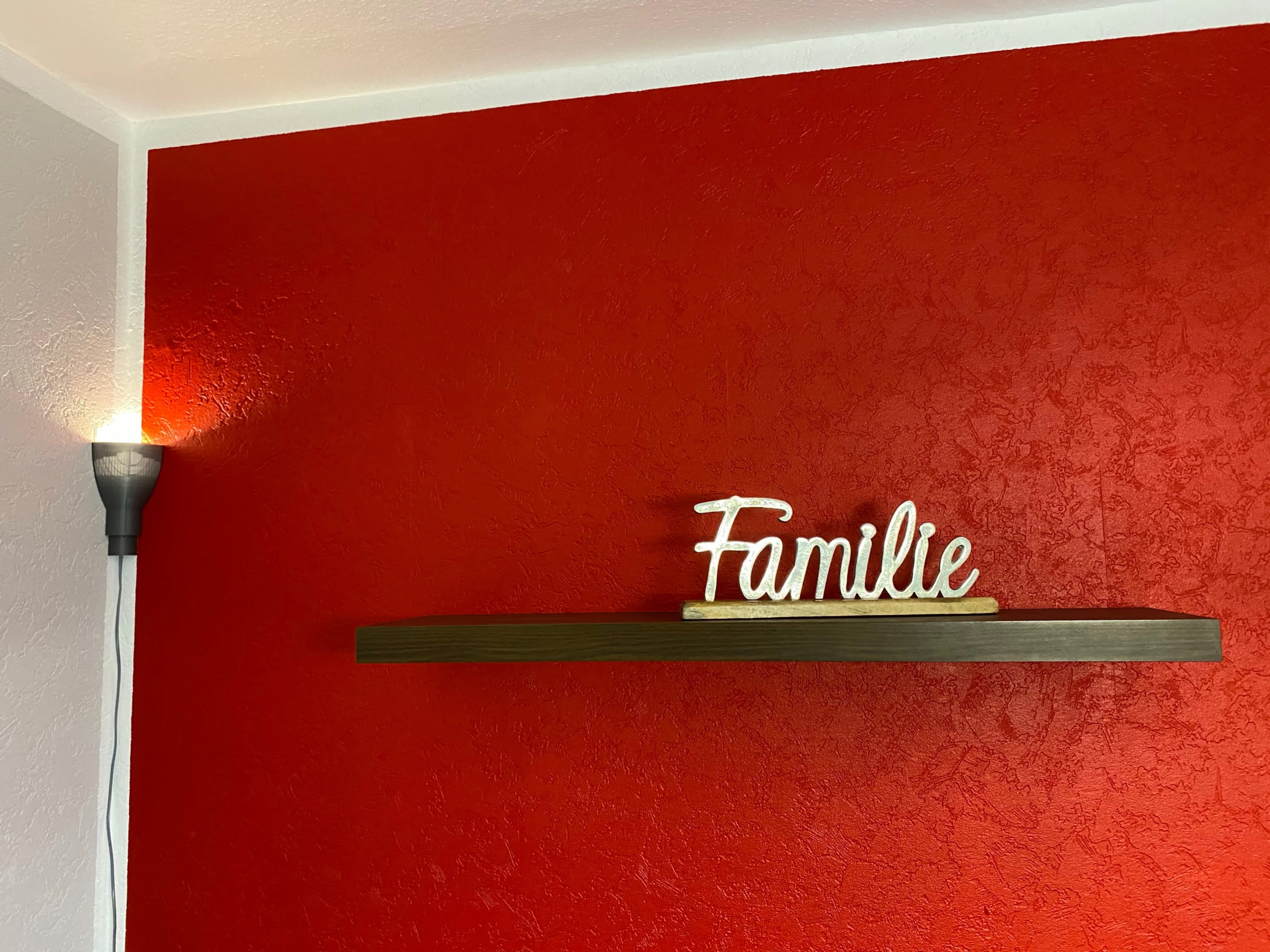 Schriftzug Familie Aluminium auf Mangoholz Sockel Deko Design - Vorschau 5