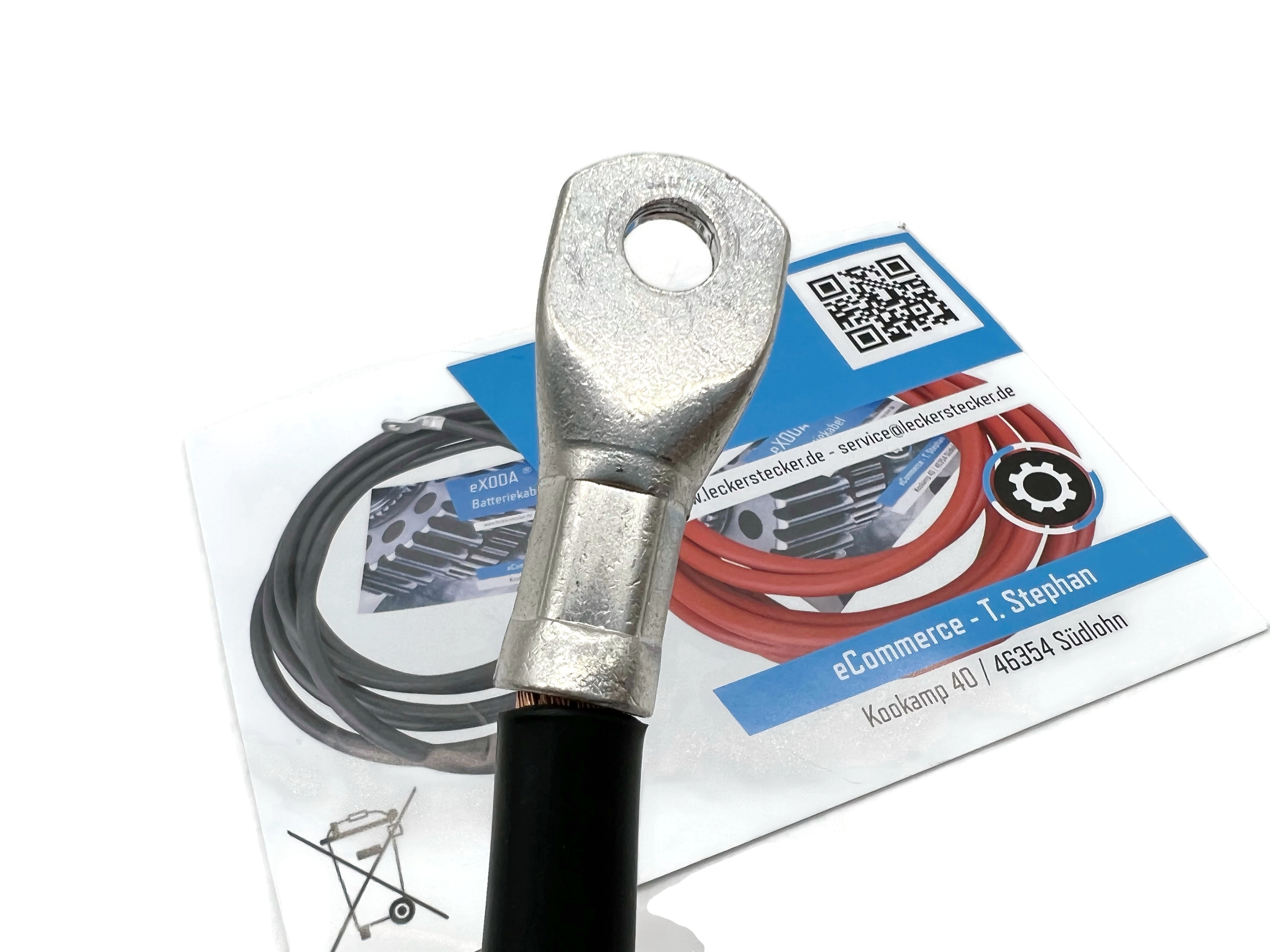 Batteriekabel 50 mm² 75cm mit Kabelschuhen M8 Schwarz - Vorschau 2