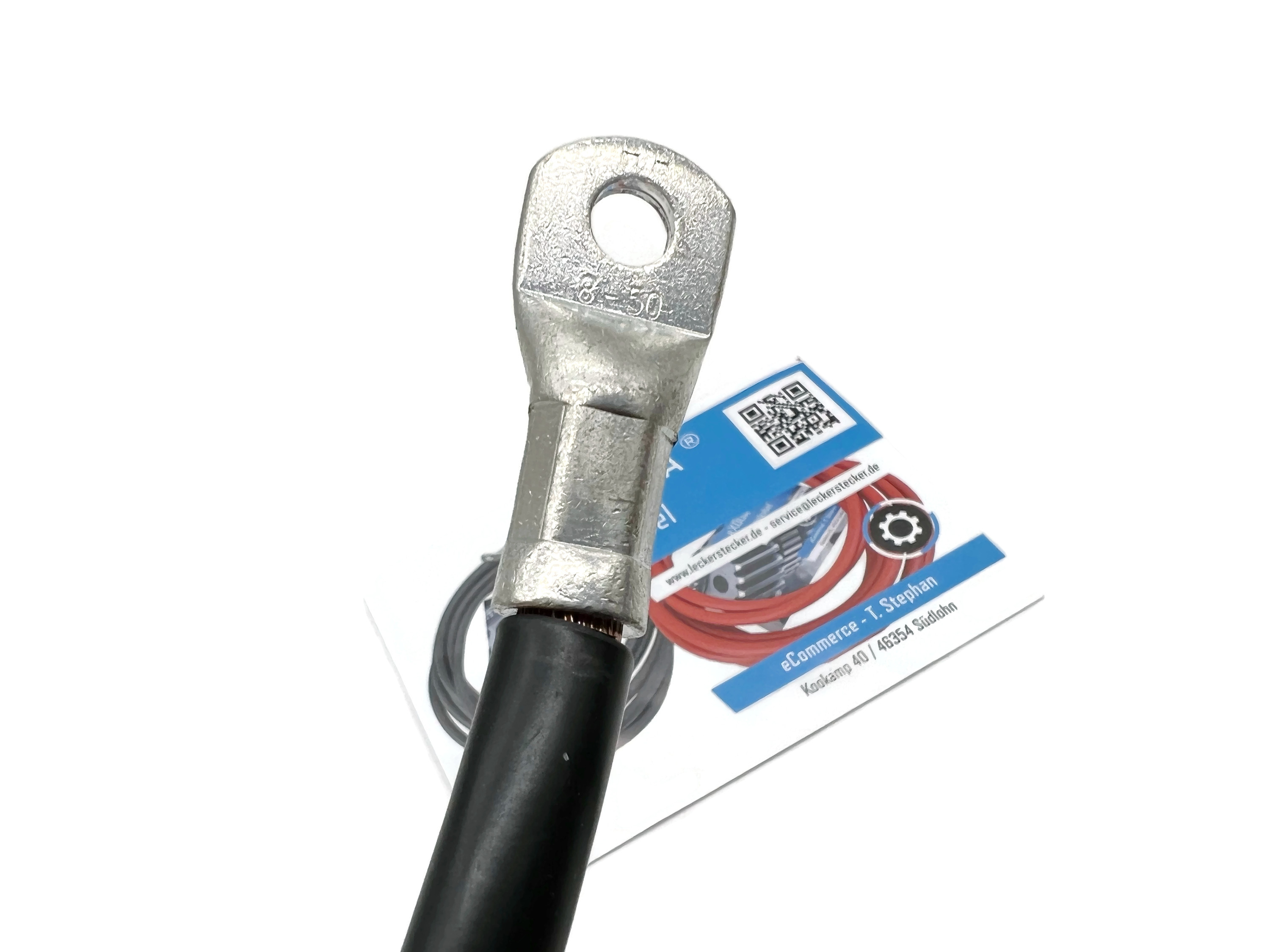 Batteriekabel 50 mm² 75cm mit Kabelschuhen M8 Schwarz - Vorschau 4