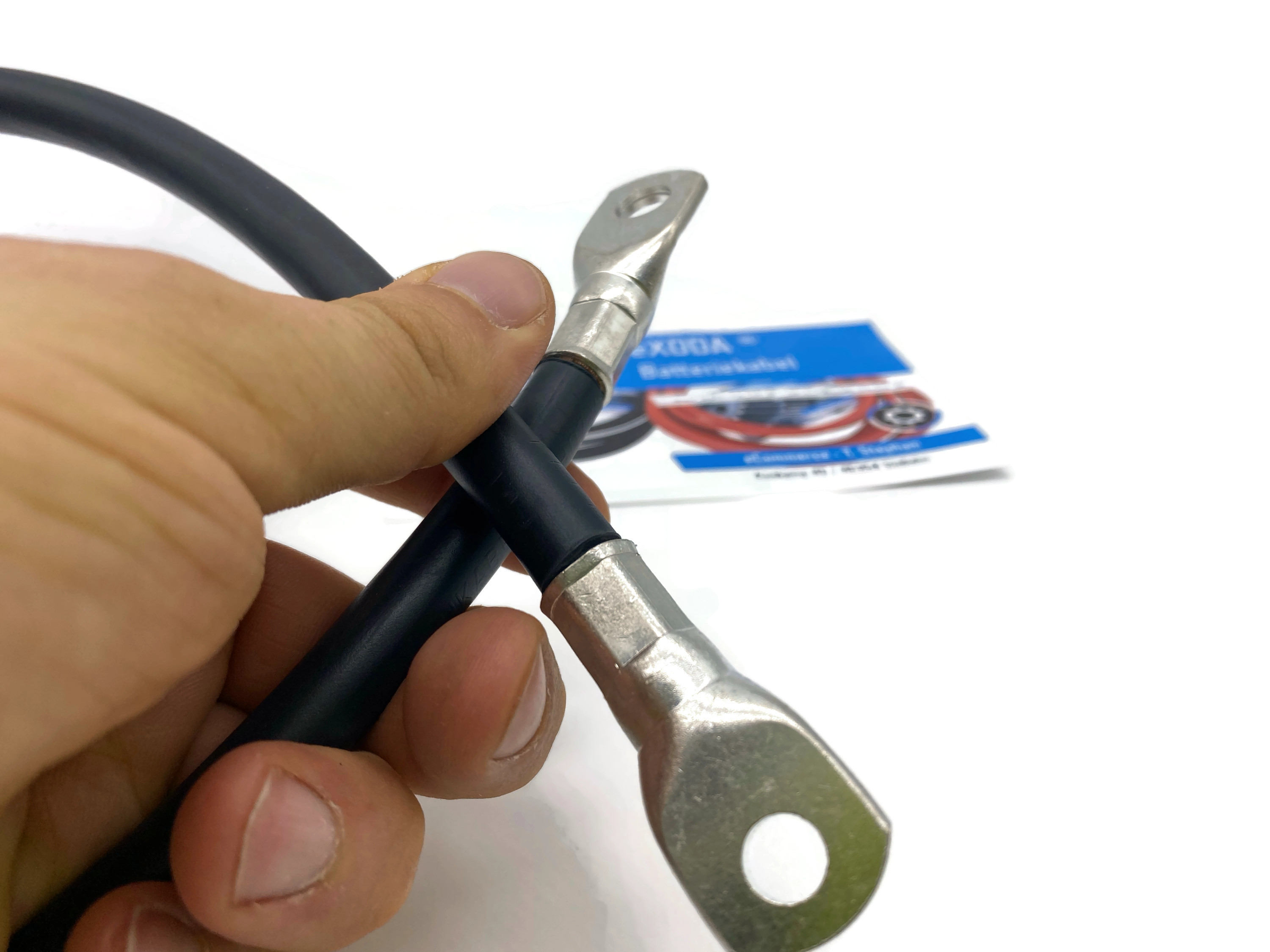 Batteriekabel 50 mm² 75cm Klemmen M10 M8 Schwarz für Auto Motorrad Boot hitzebeständig - Vorschau 4