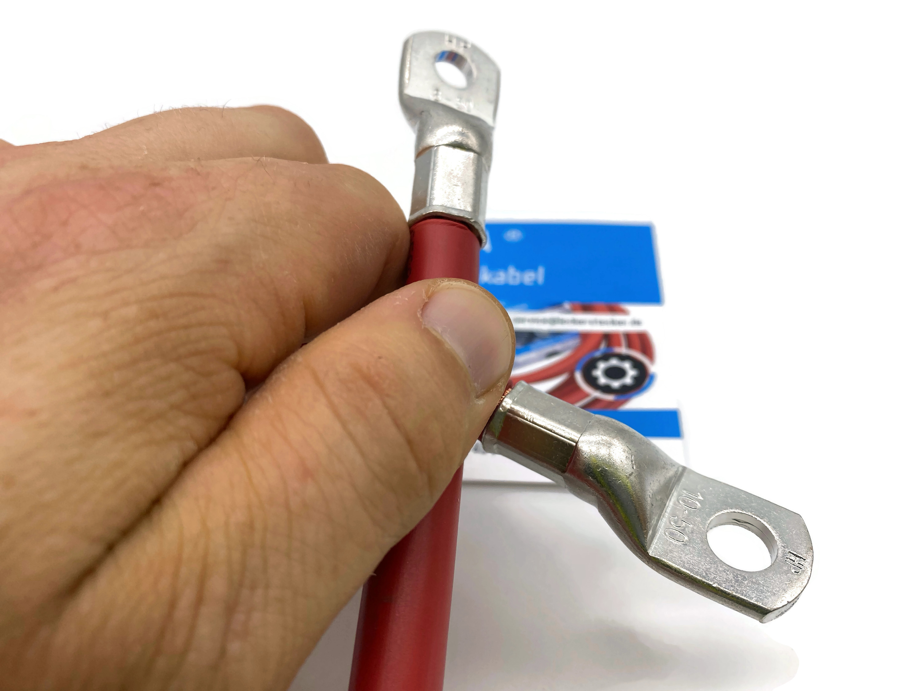 Batteriekabel 50 mm² 75cm Kabelschuhe M10 M8 Rot flexibel hitzebeständig bis 70 Grad - Vorschau 2