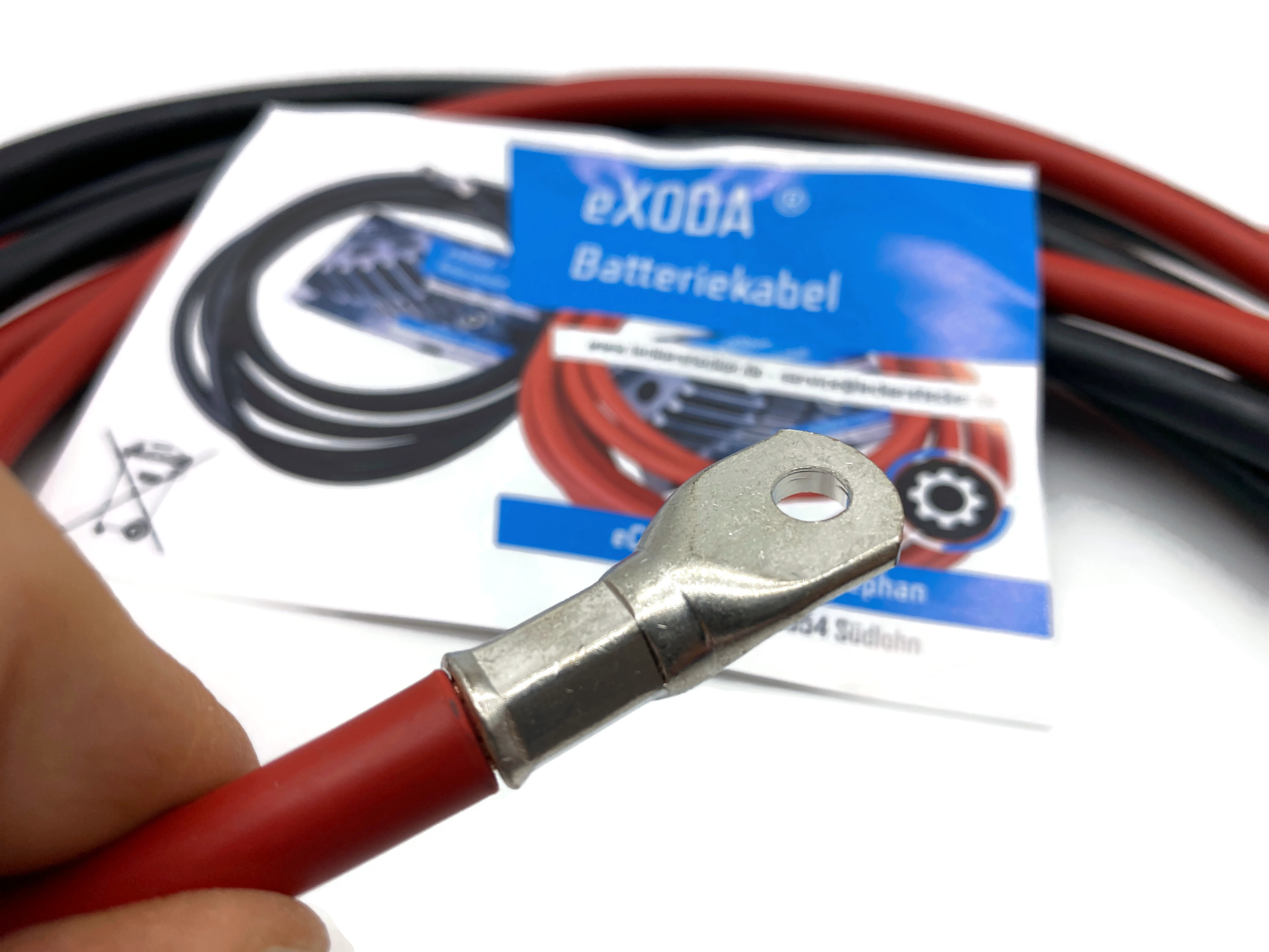 Batteriekabel Set 35 mm² 300cm Rot Schwarz M6 Kabelschuhe für stabile Verbindungen - Vorschau 4