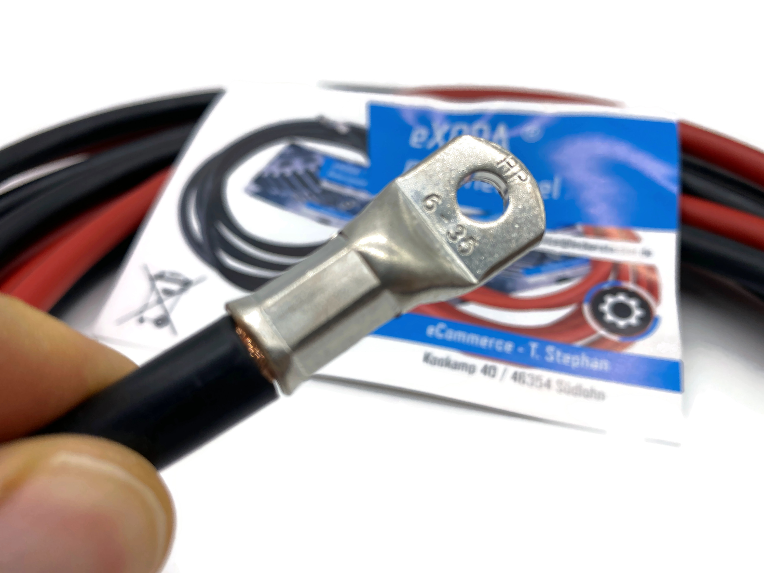 Batteriekabel Set 35 mm² 300cm Rot Schwarz M6 Kabelschuhe für stabile Verbindungen - Vorschau 5