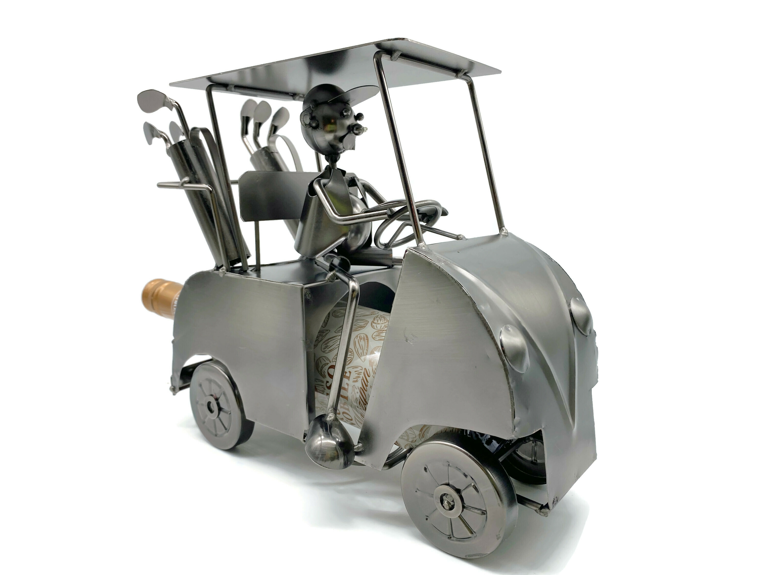 eXODA Weinflaschenhalter Golfer Tiger im Club Car