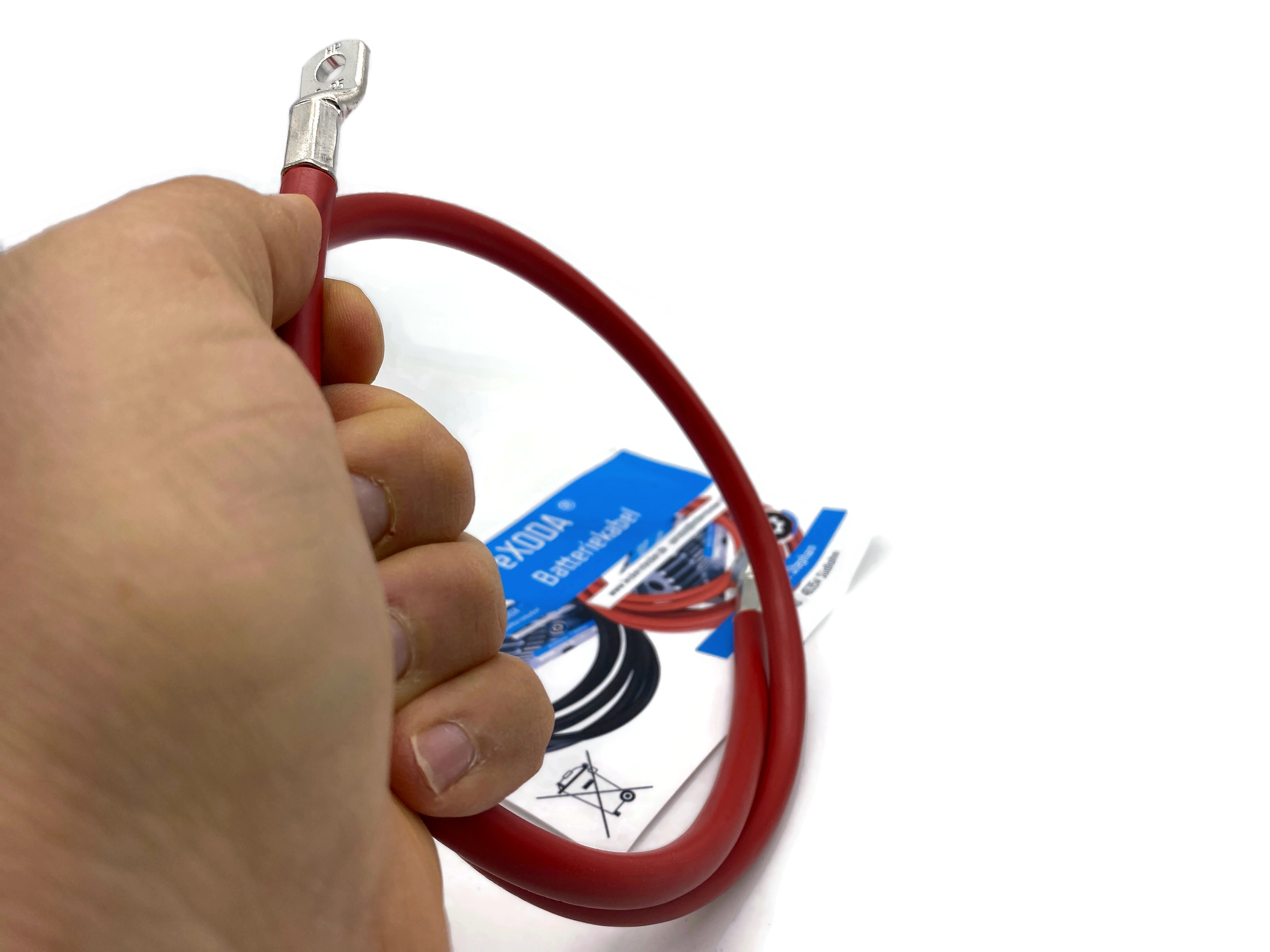 Batteriekabel 25 mm² 75cm mit Kabelschuhen M6 Rot - Vorschau 2