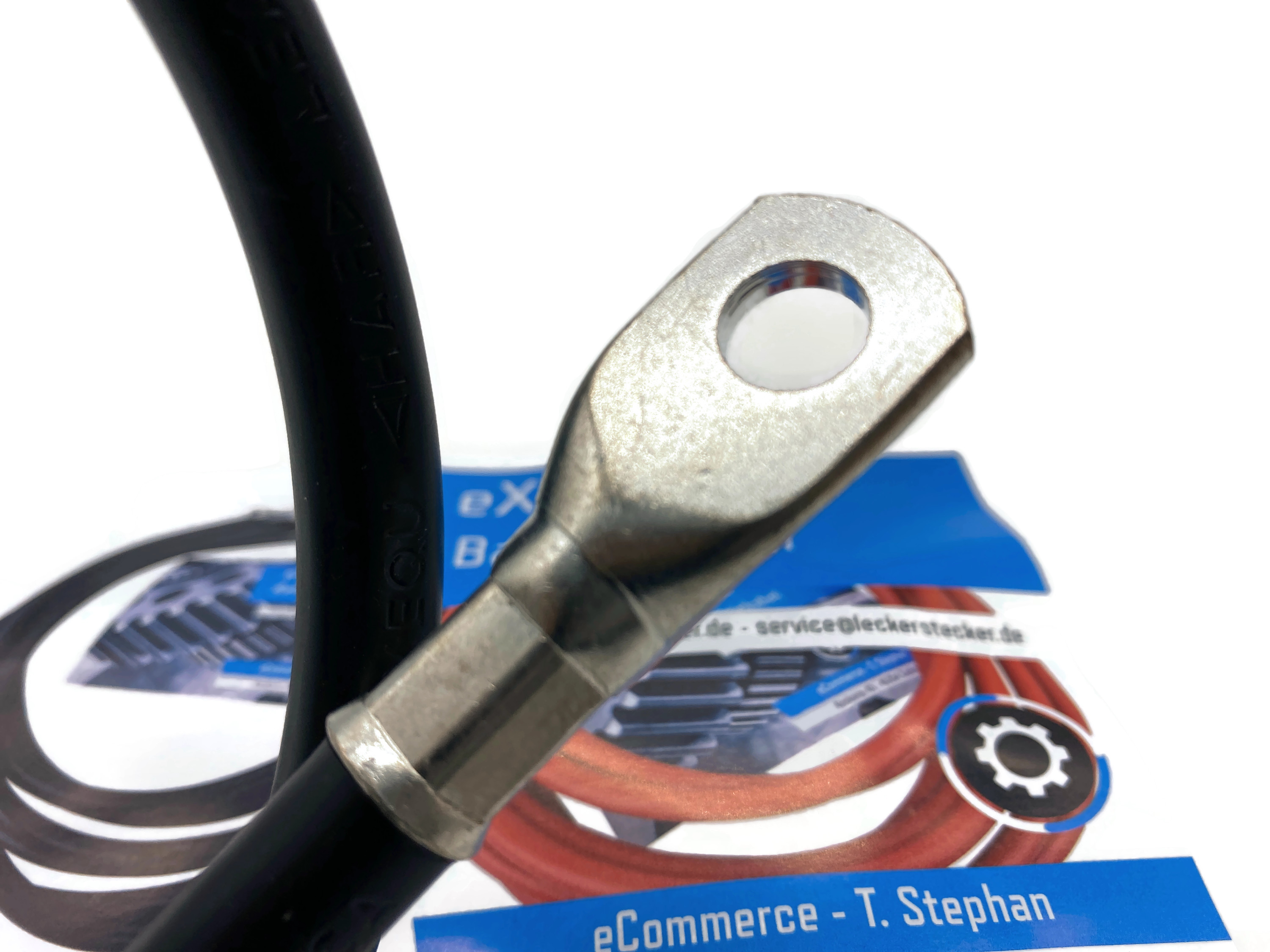 Batteriekabel 50 mm² 75cm mit Kabelschuhen M10 Schwarz hohe Flexibilität 99 9  Kupfer - Vorschau 4