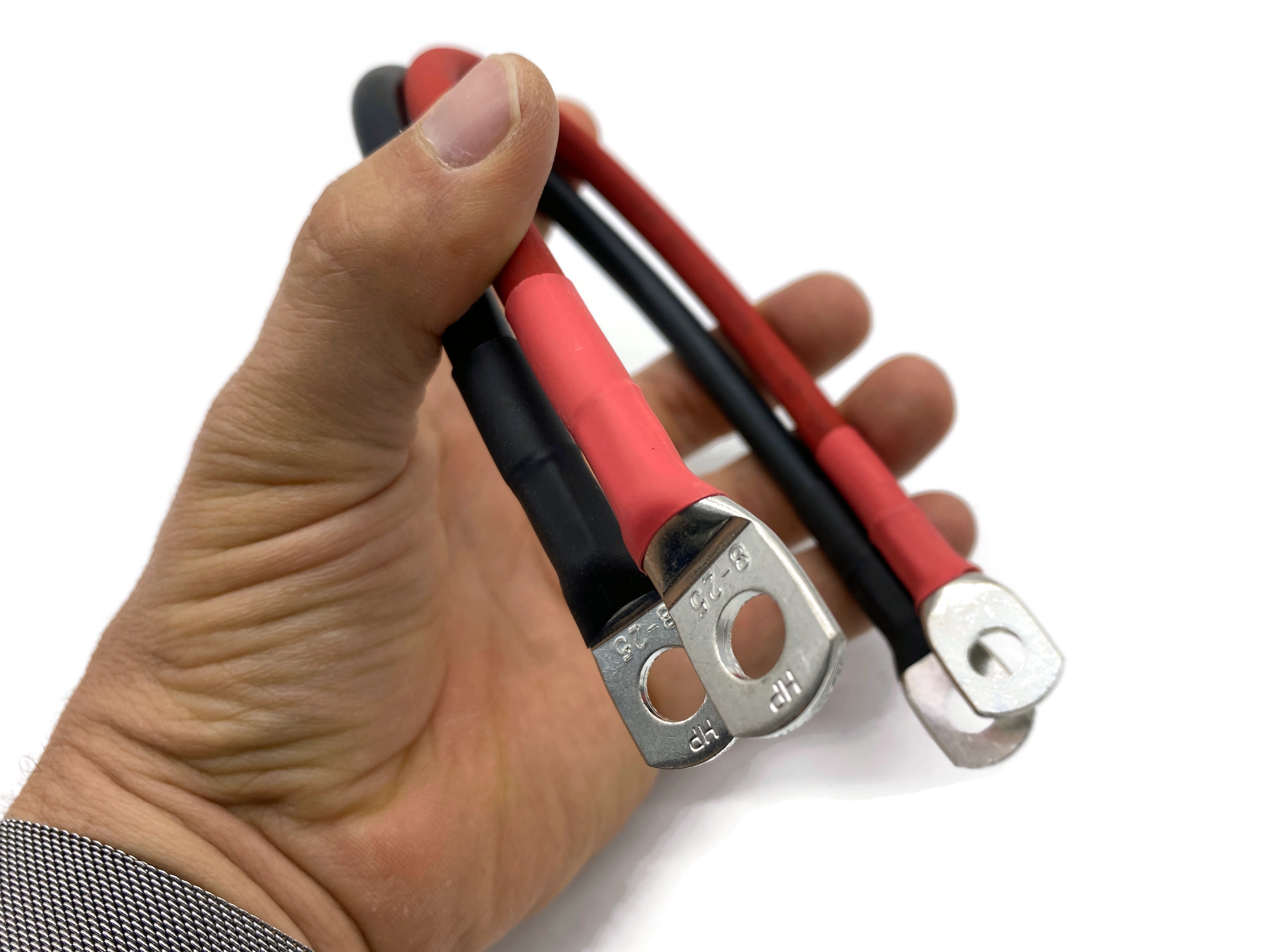Kabel Set 25 mm² 30cm mit Schrumpfschlauch und M8 Kabelschuhen in Rot und Schwarz - Vorschau 3