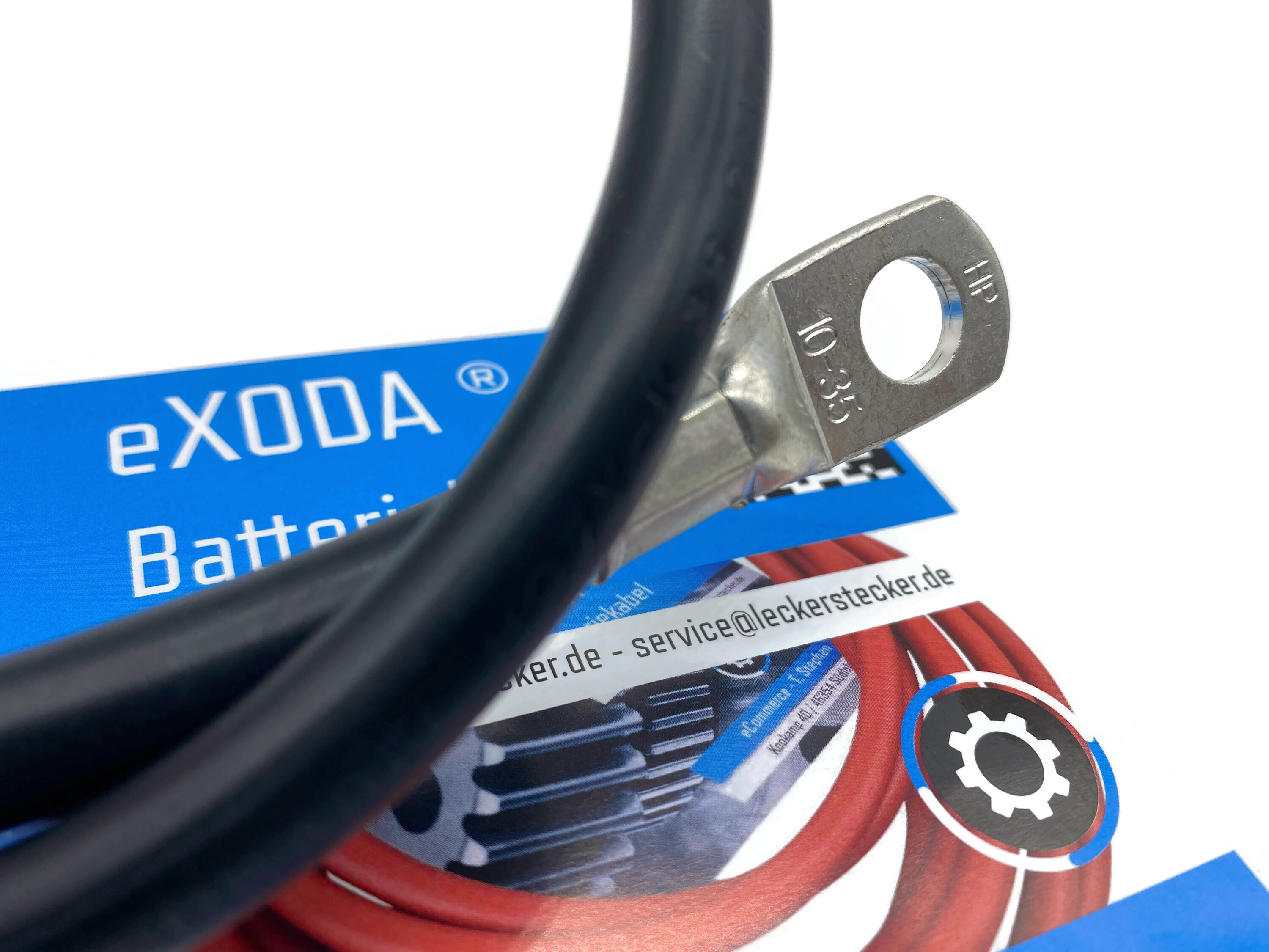 Batteriekabel 35 mm² 75cm Kabelschuhe M10 und M8 Schwarz - Vorschau 3