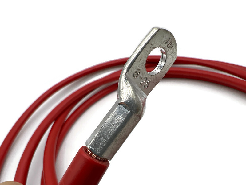 Batteriekabel 25 mm² 300cm mit M8 Kabelschuhen Rot flexibel hochwertig 99 Prozent Kupfer - Vorschau 4