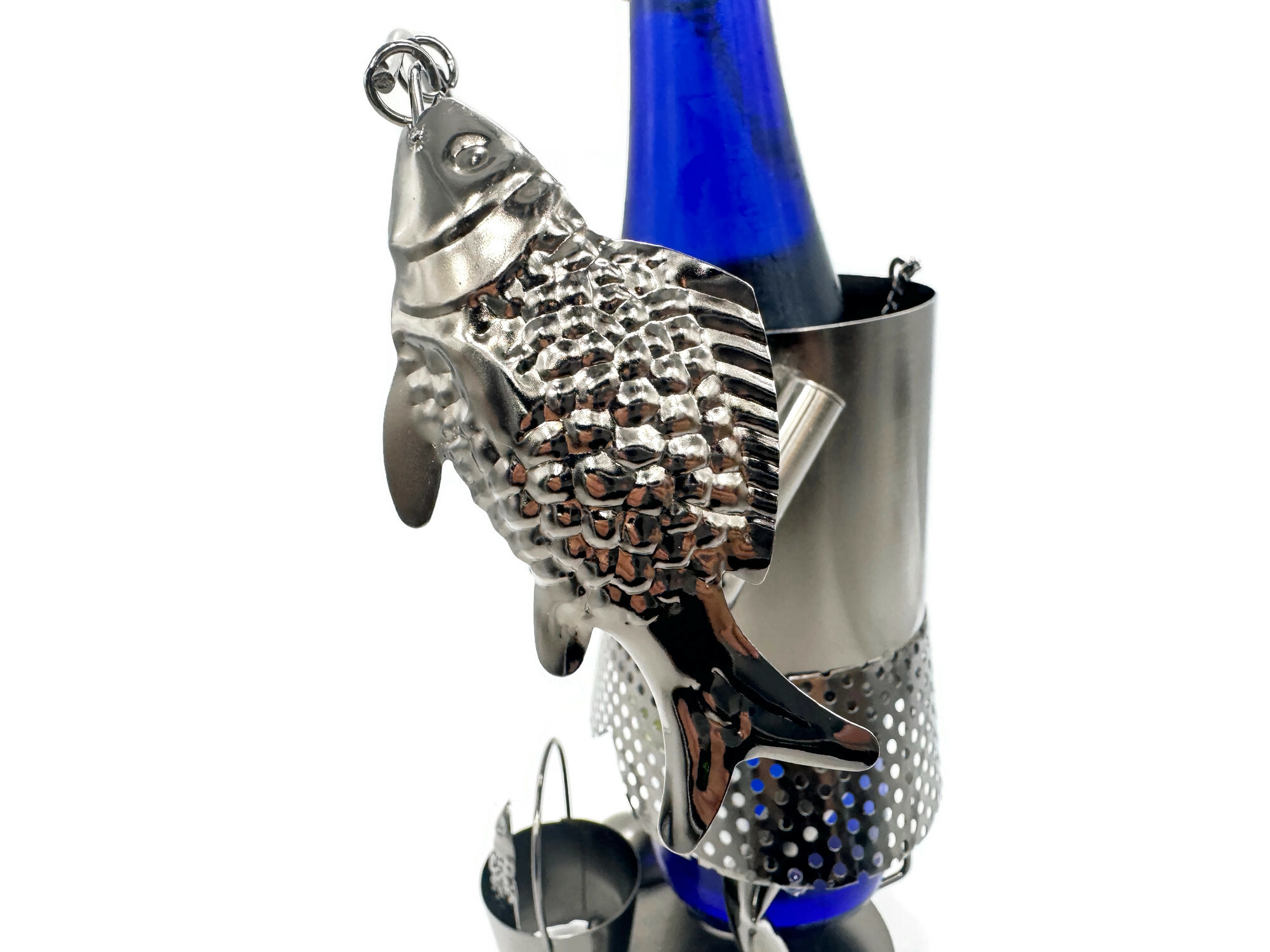 Weinflaschenhalter Angler Phil Metall Figuren Design Deko - Vorschau 2