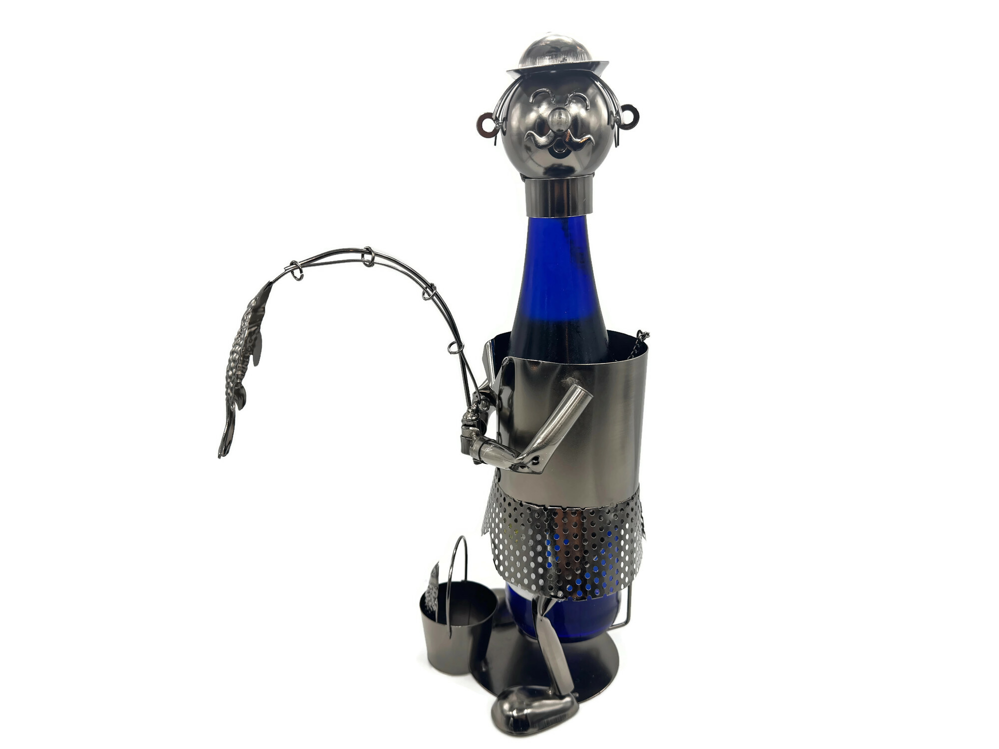 Weinflaschenhalter Angler Phil Metall Figuren Design Deko - Vorschau 3